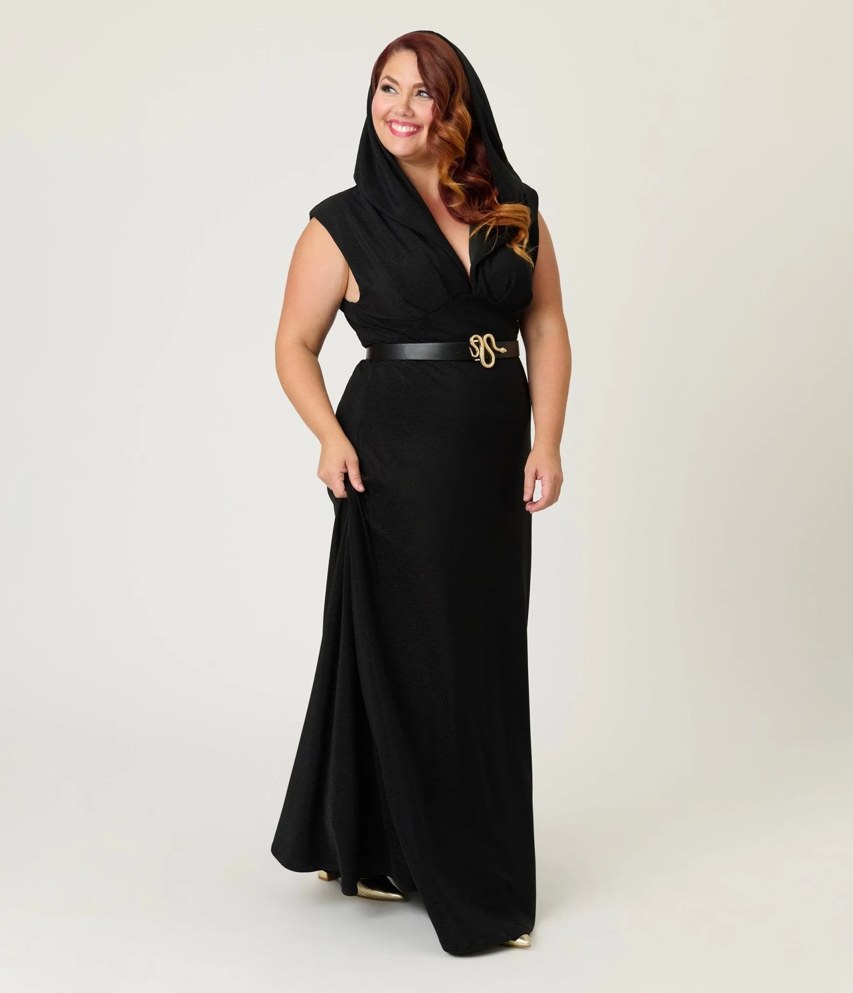 Unique Vintage Plus Size Black Shimmer Snake Hooded Maxi Dress sold by Unique Vintage product image thumbnail 4