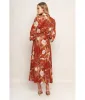 Rust & Cream Floral Woven Maxi Dress sold by Unique Vintage