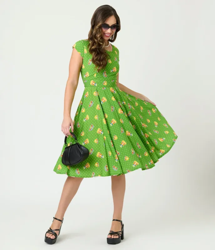 Magnolia Place Green Pyrex Print Anna Swing Dress sold by Unique Vintage
