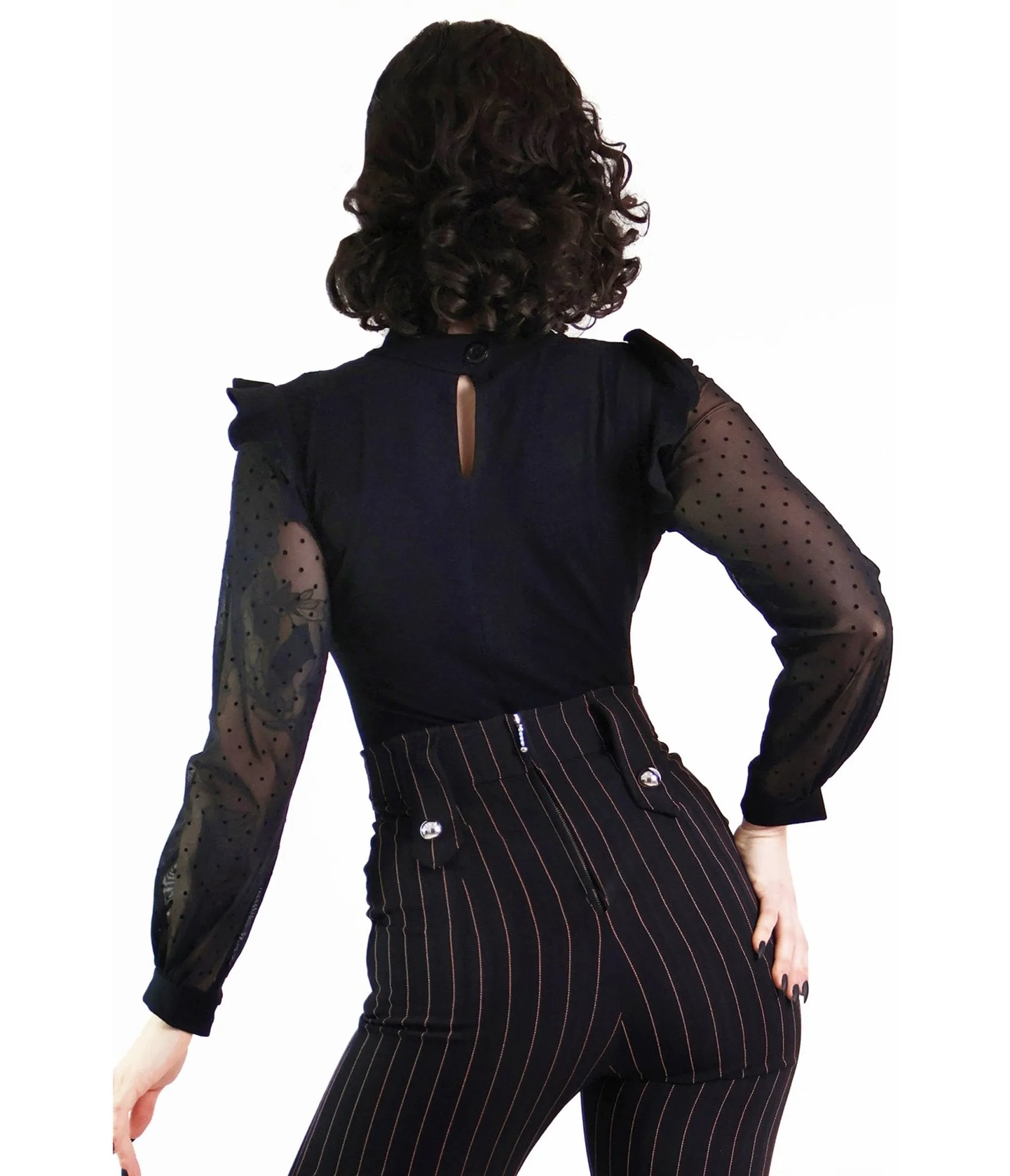 Bonsai Kitten Black Polkadot Lace Long Sleeve Top sold by Unique Vintage product image thumbnail 2