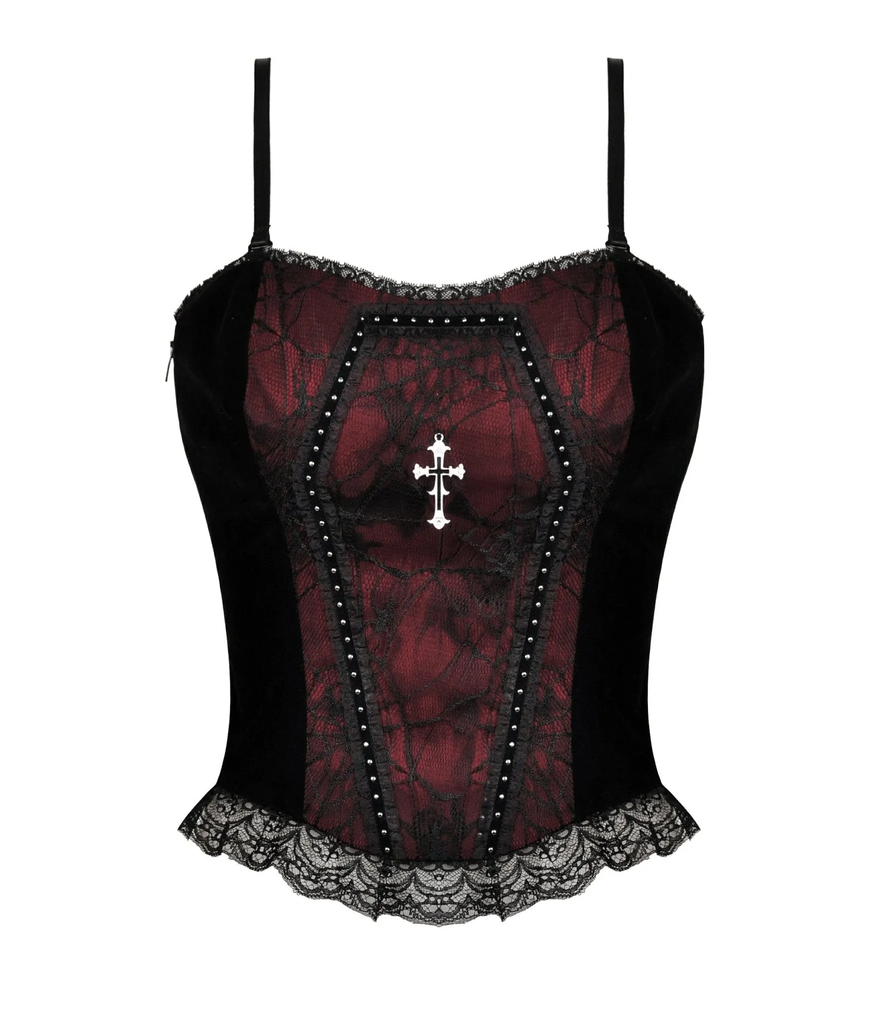Red & Black Web Lace Corset Top sold by Unique Vintage product image thumbnail 2