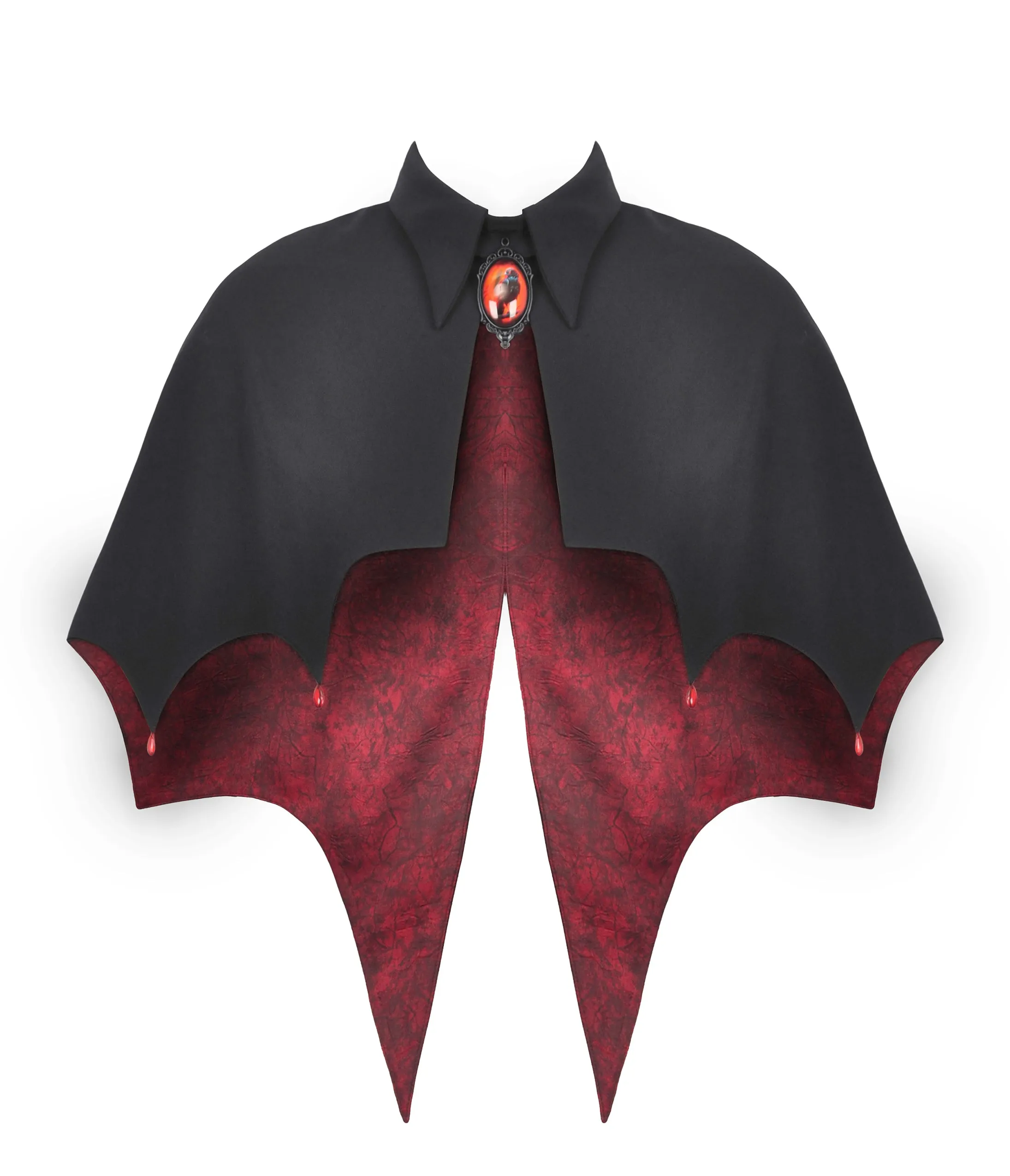Black Bat Wing Cameo Cape sold by Unique Vintage
