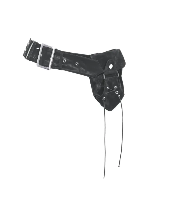 Black Leatherette Holster Belt sold by Unique Vintage
