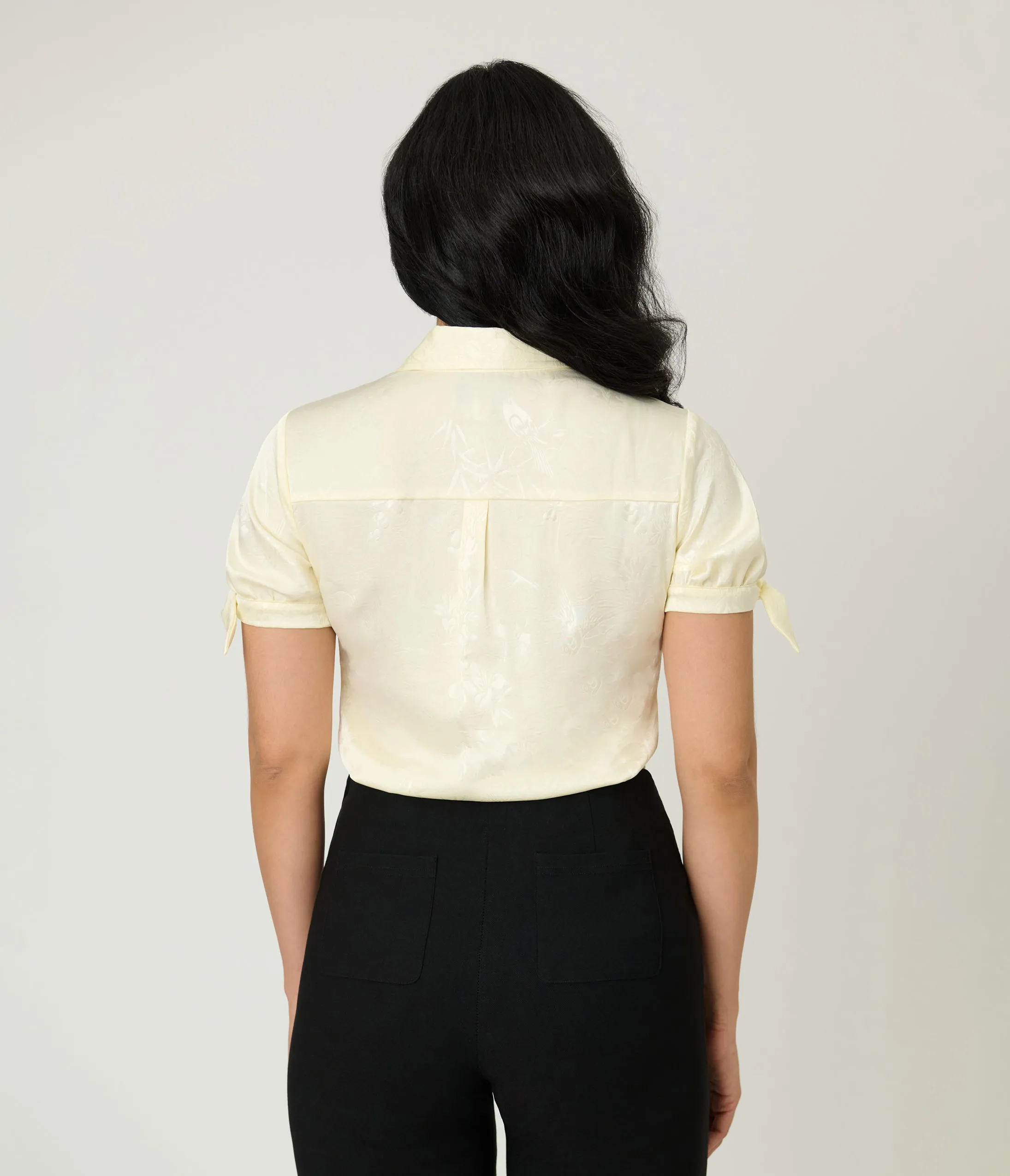Unique Vintage Ivory Jacquard Colvin Blouse sold by Unique Vintage product image thumbnail 2