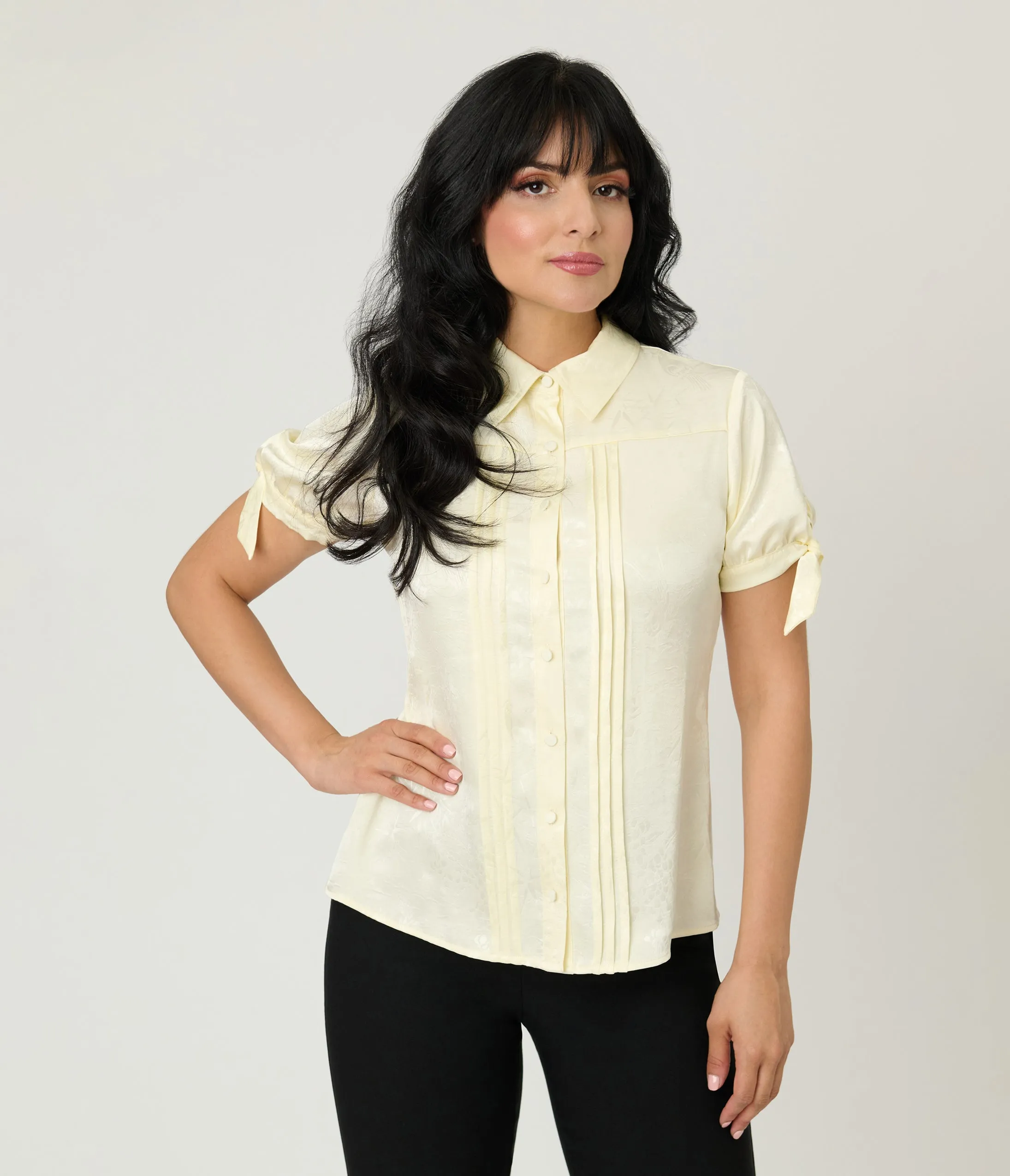 Unique Vintage Ivory Jacquard Colvin Blouse sold by Unique Vintage product image thumbnail 3