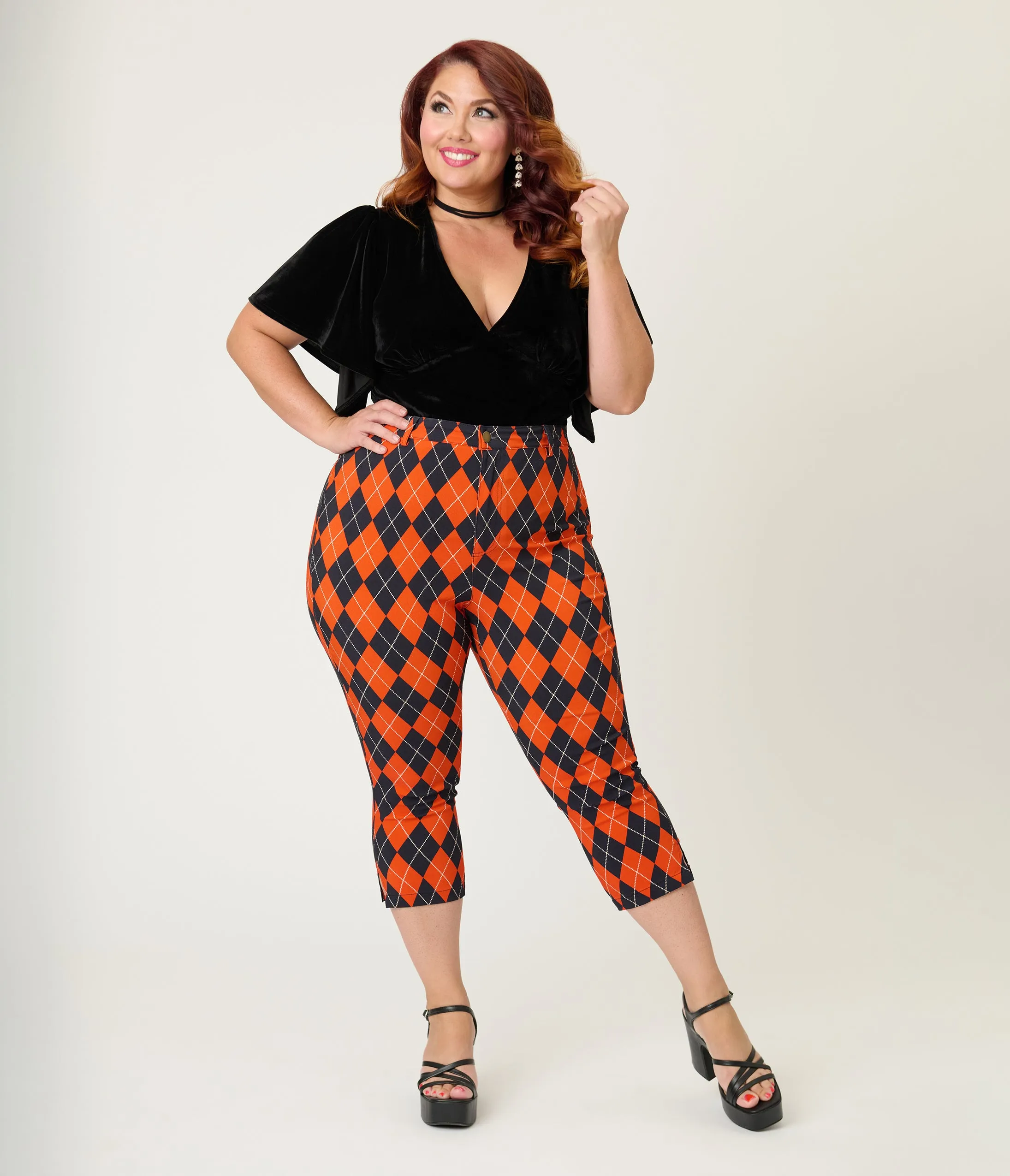 Unique Vintage Plus Size Black Velvet Flutter Sleeve Top sold by Unique Vintage product image thumbnail 4