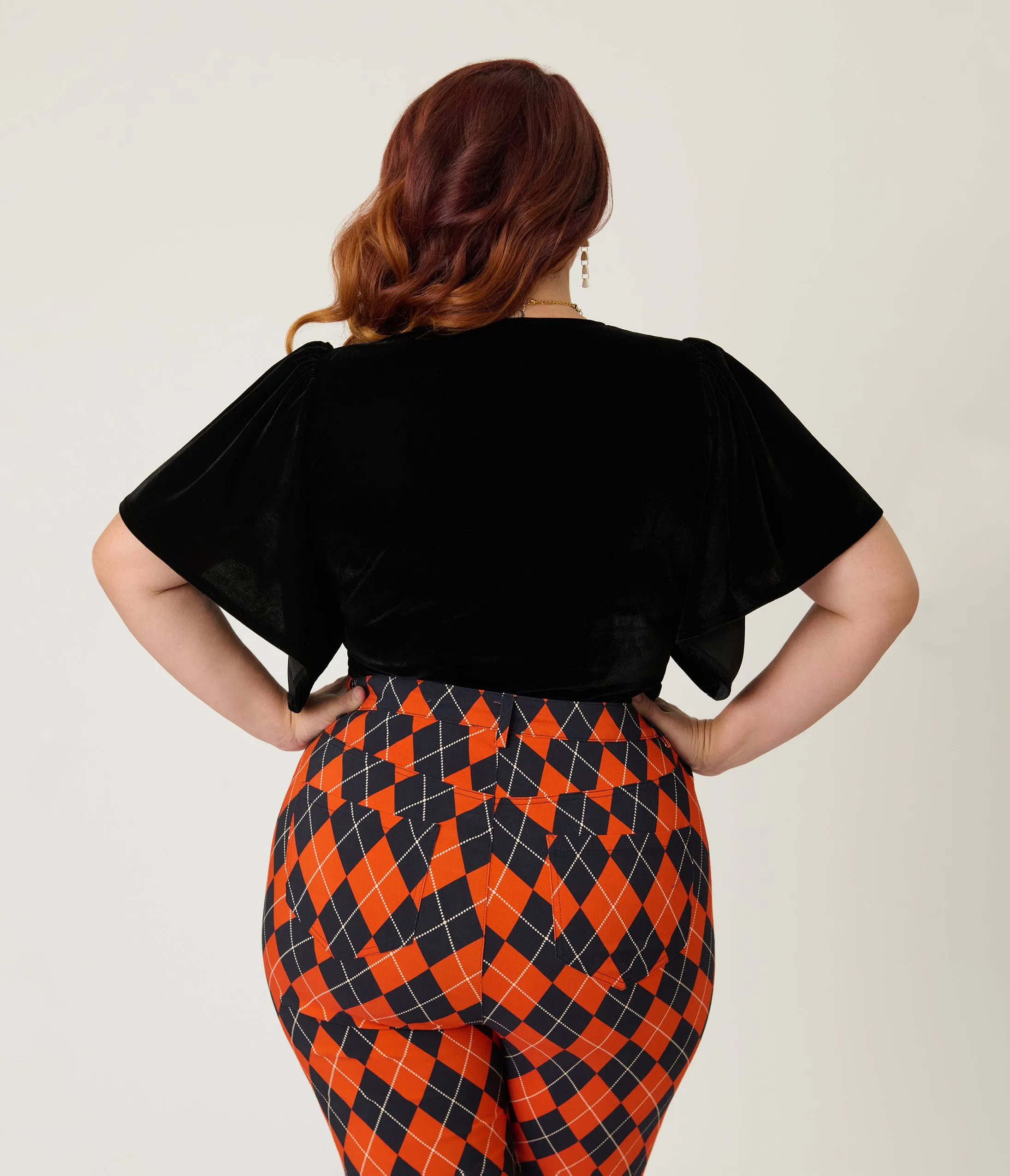 Unique Vintage Plus Size Black Velvet Flutter Sleeve Top sold by Unique Vintage product image thumbnail 2