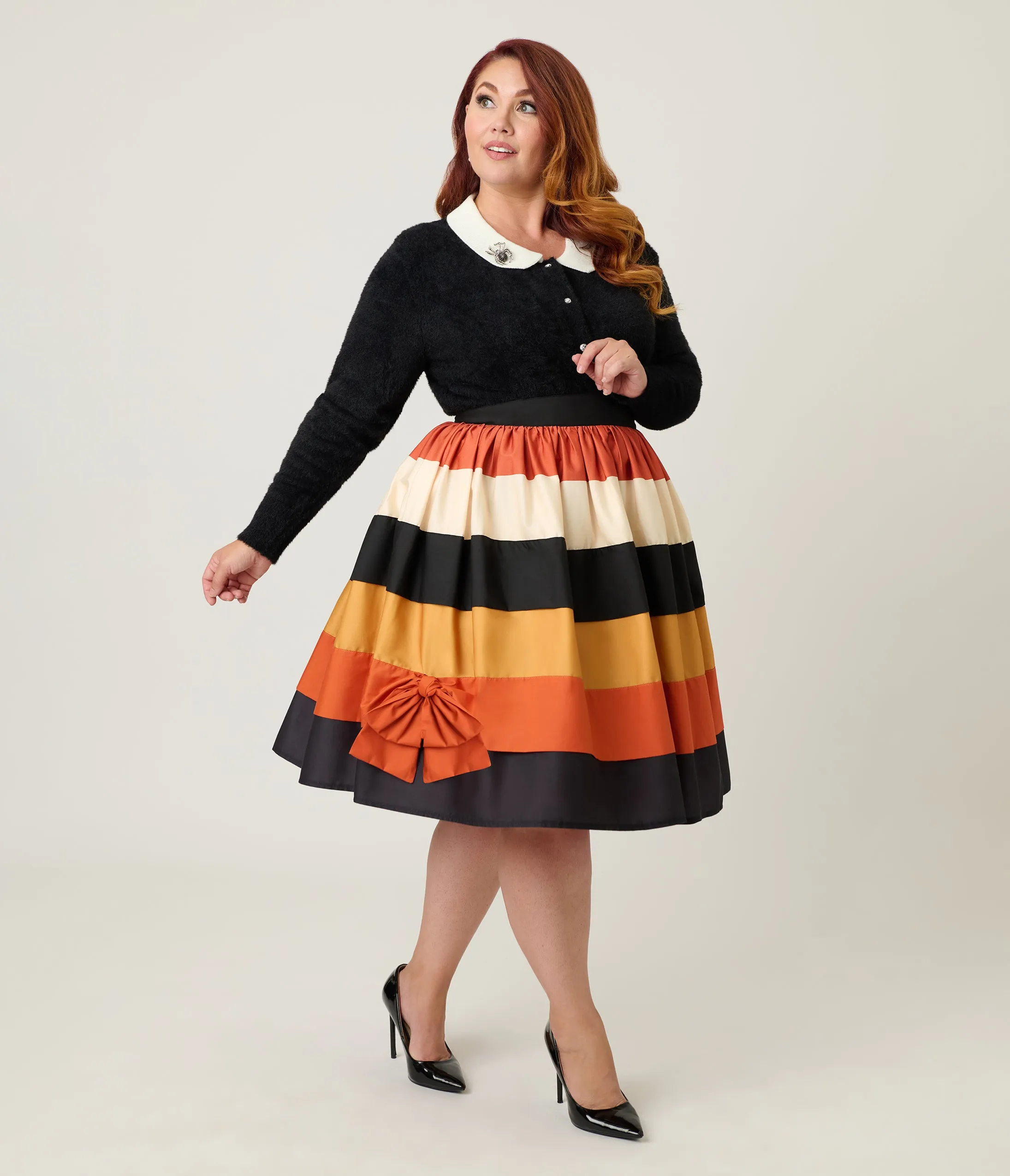 Unique Vintage Plus Size Candy Corn Stripe Gellar Swing Skirt sold by Unique Vintage product image thumbnail 4