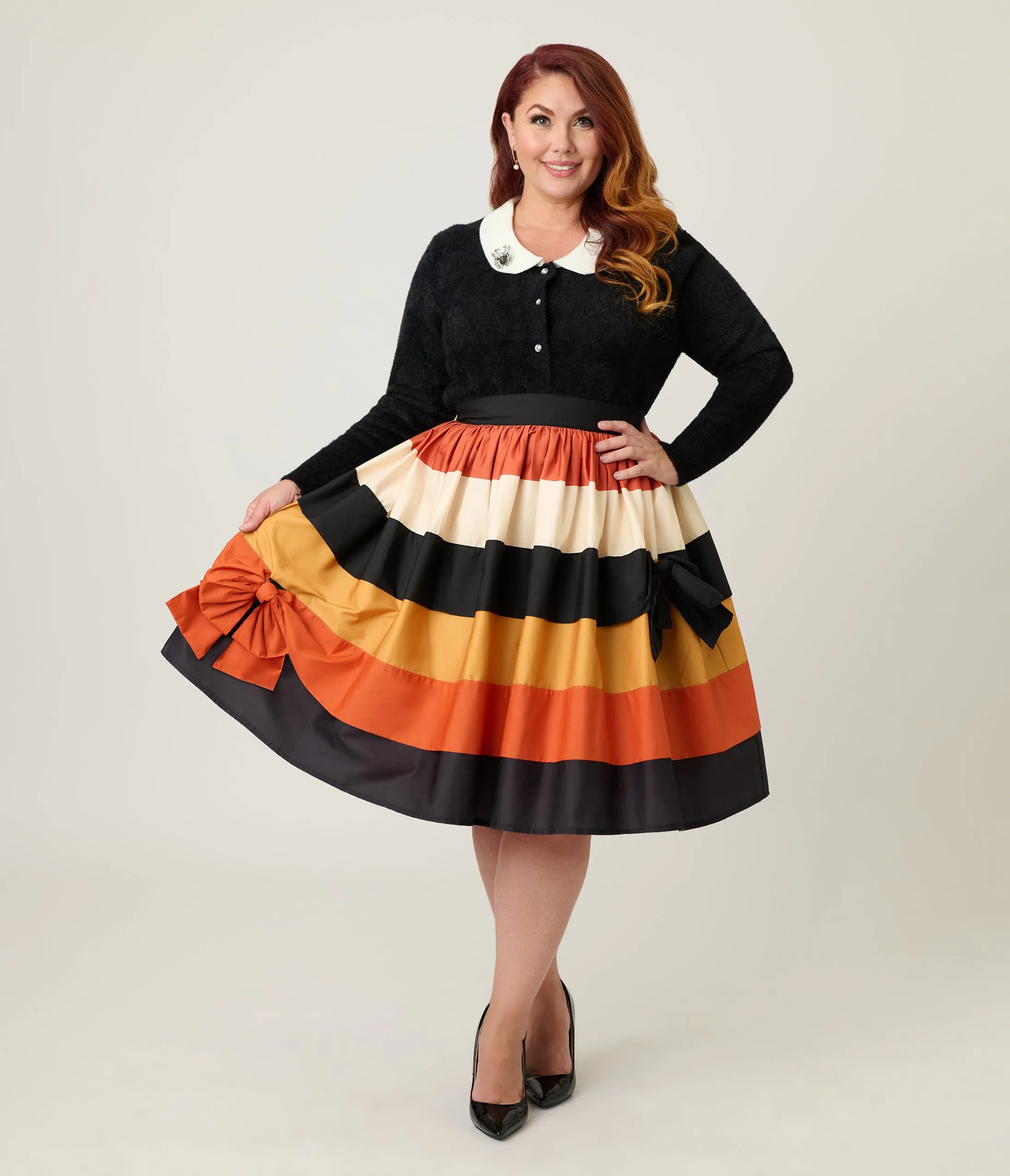 Unique Vintage Plus Size Candy Corn Stripe Gellar Swing Skirt sold by Unique Vintage