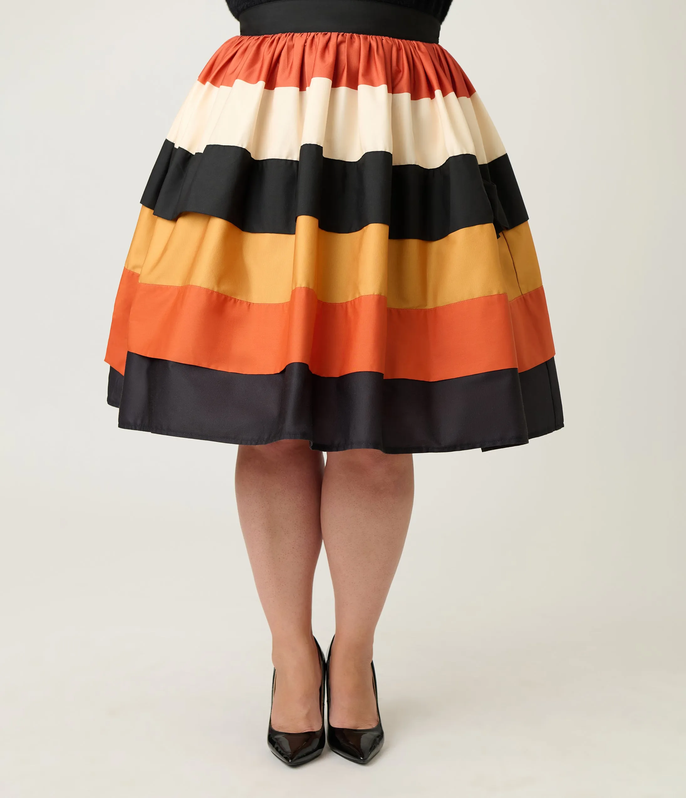 Unique Vintage Plus Size Candy Corn Stripe Gellar Swing Skirt sold by Unique Vintage product image thumbnail 2