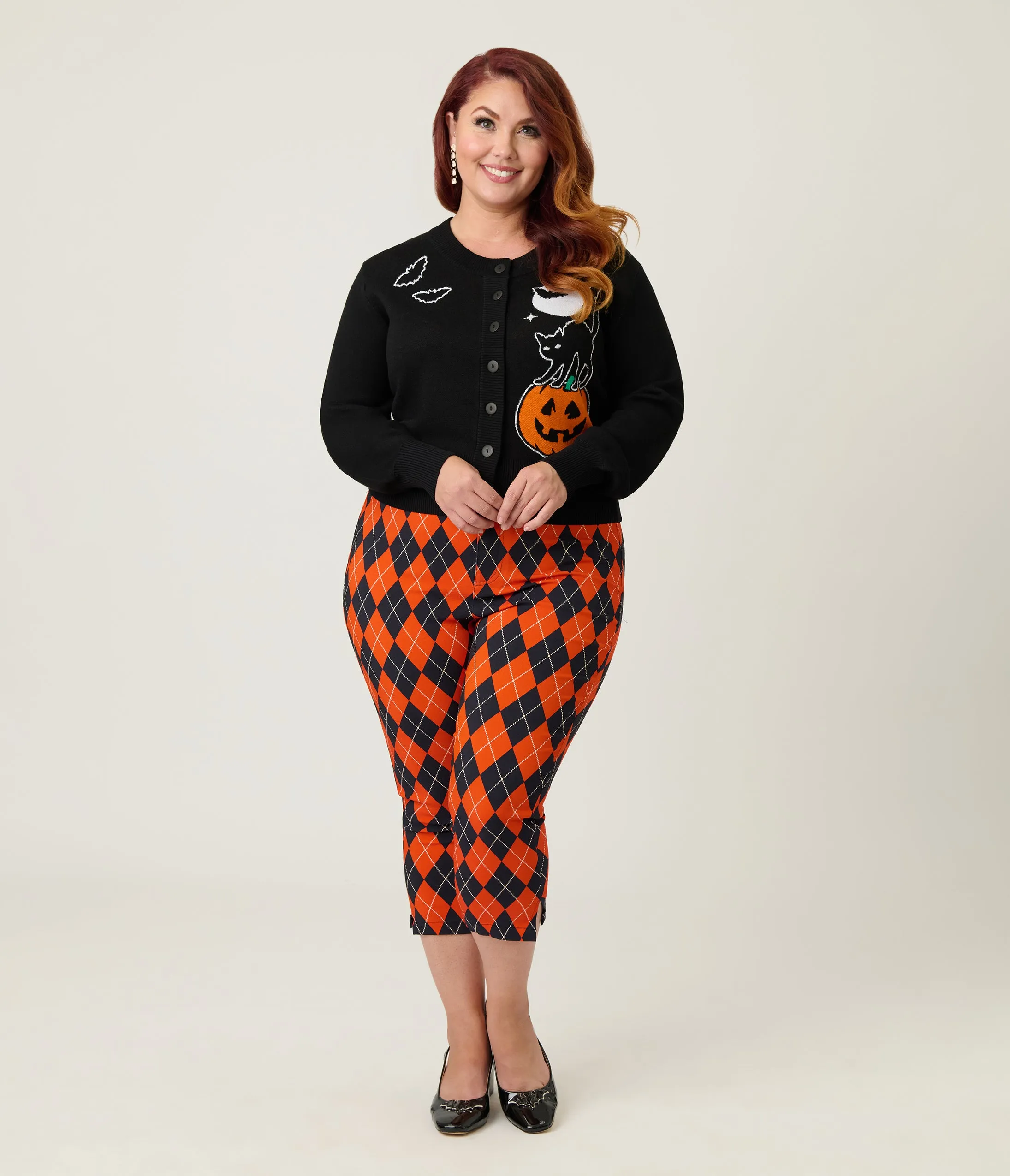 Unique Vintage Plus Size Black Spooky Cat Cropped Cardigan sold by Unique Vintage product image thumbnail 3