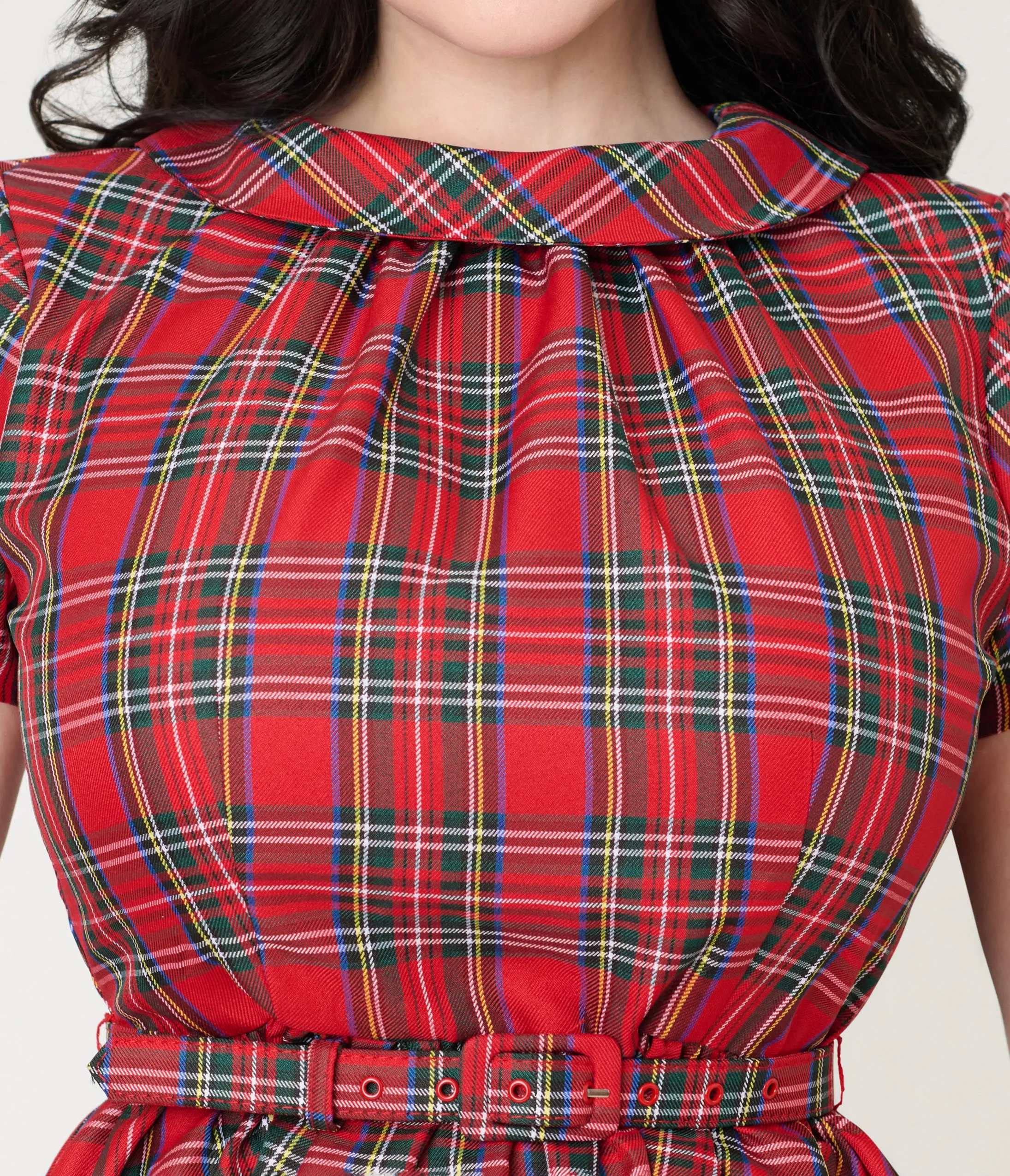 Smak Parlour Red Plaid Flare Dress sold by Unique Vintage product image thumbnail 5