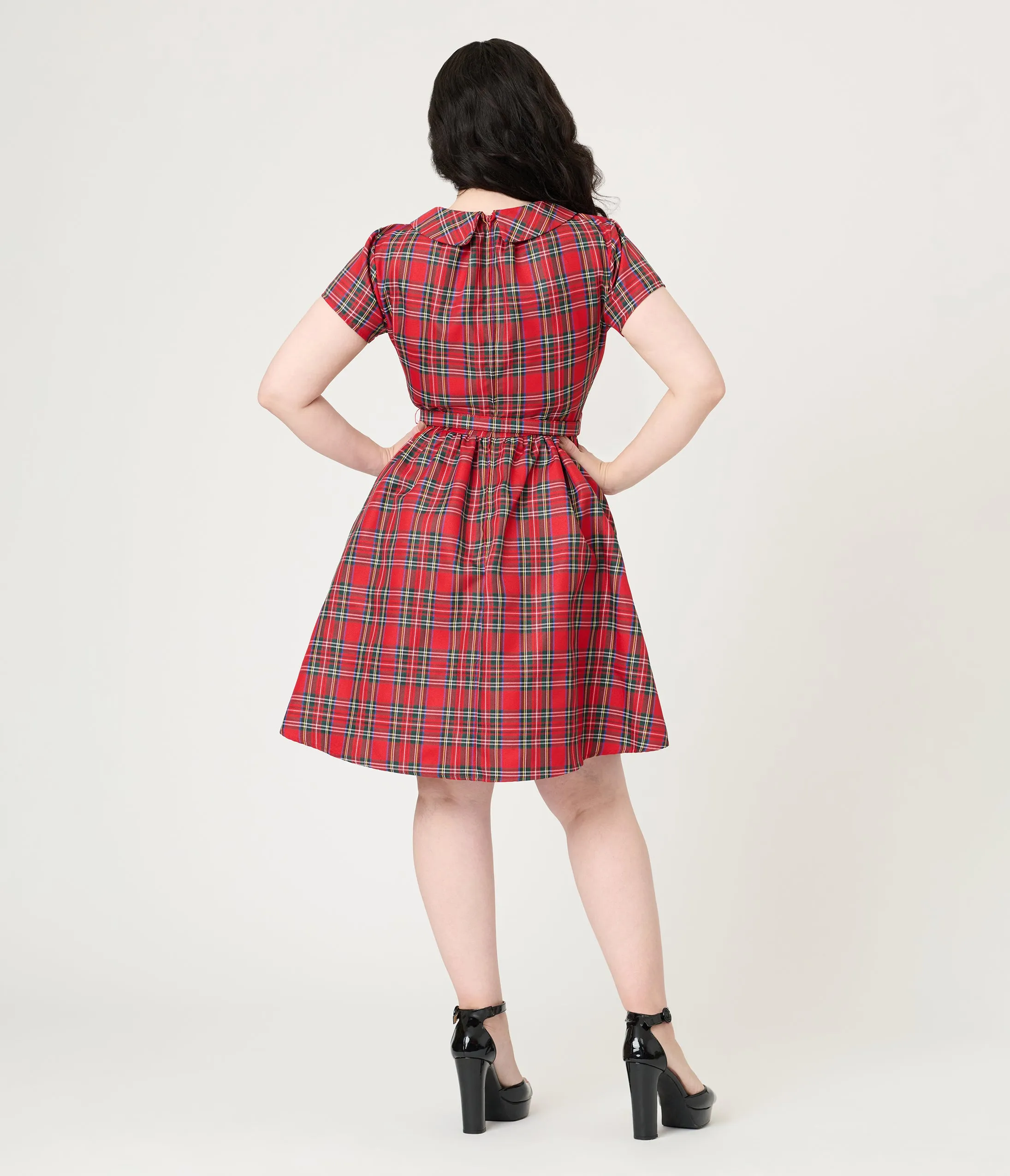Smak Parlour Red Plaid Flare Dress sold by Unique Vintage product image thumbnail 2
