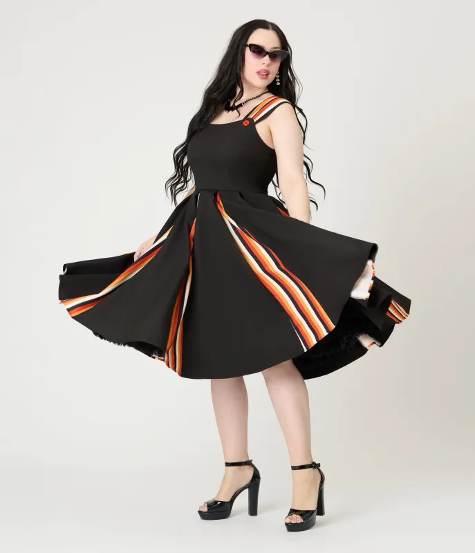 Unique Vintage Black Halloween Stripe Swing Dress sold by Unique Vintage