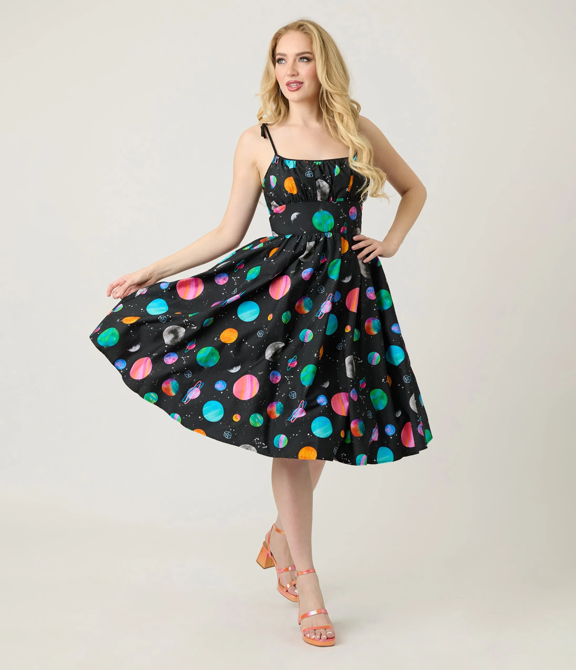 Unique Vintage Planets Print Sleeveless Cotton Swing Dress sold by Unique Vintage product image thumbnail 3