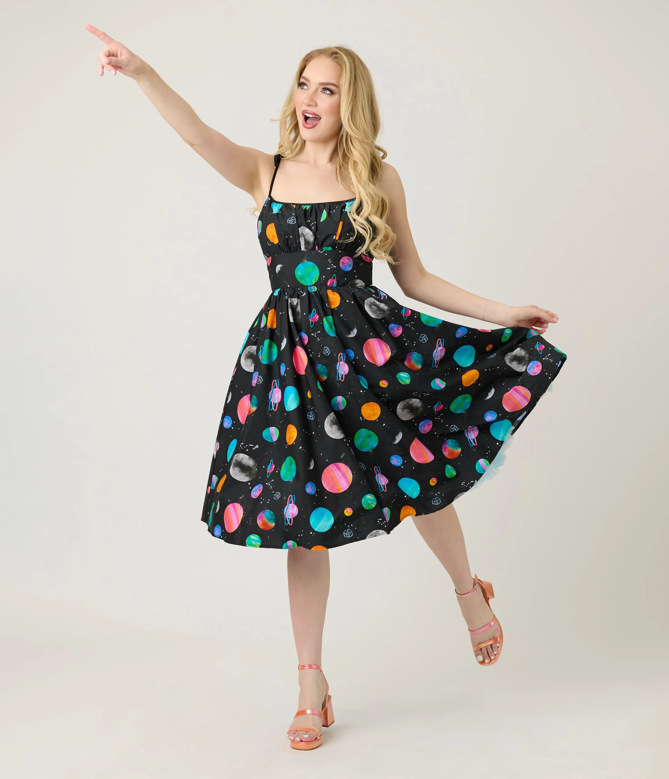 Unique Vintage Planets Print Sleeveless Cotton Swing Dress sold by Unique Vintage product image thumbnail 4