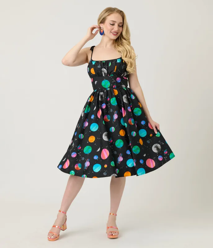 Unique Vintage Planets Print Sleeveless Cotton Swing Dress sold by Unique Vintage