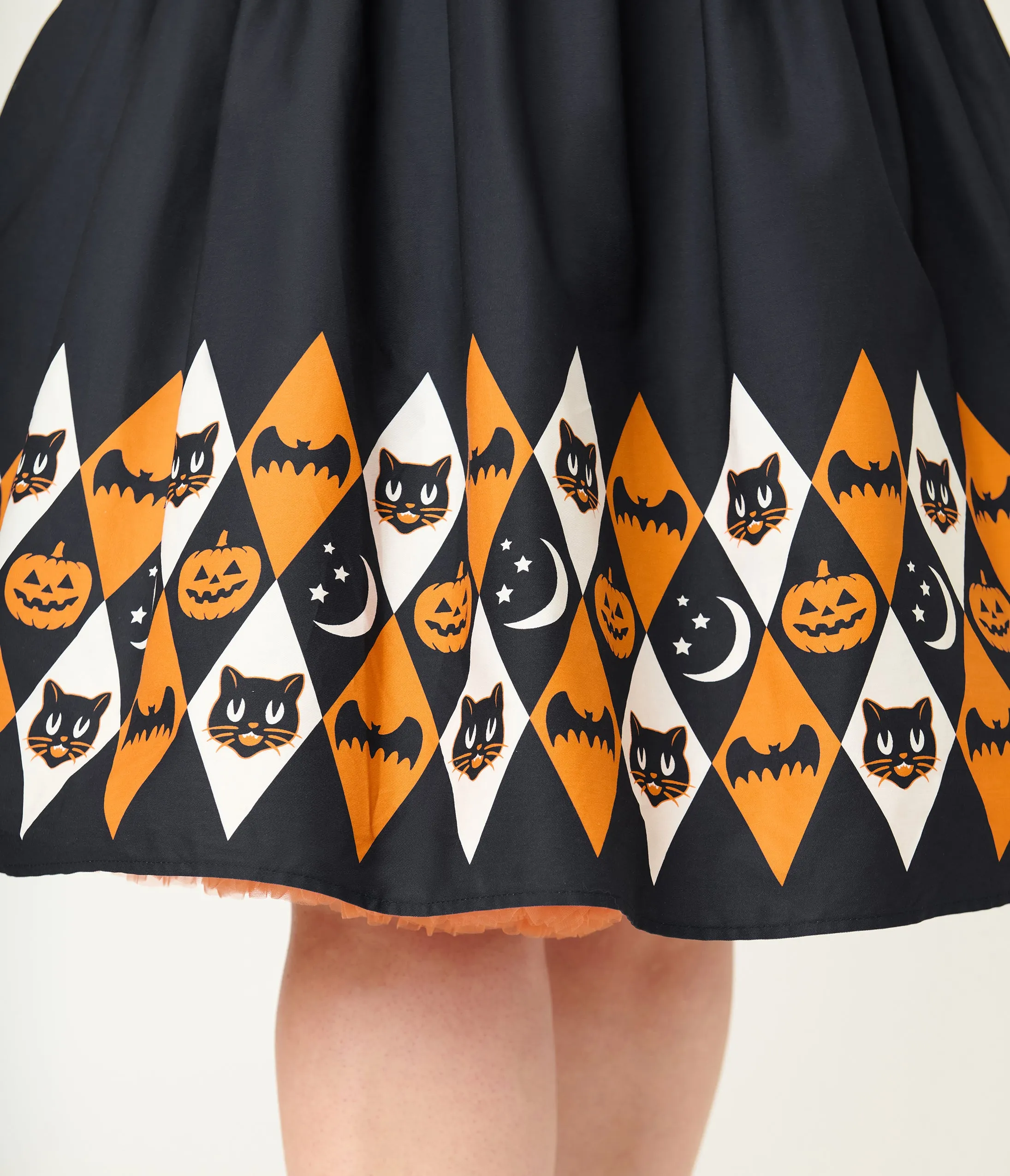 Unique Vintage Plus Size Halloween Diamond Border Print Cotton Rachel Swing Dress sold by Unique Vintage product image thumbnail 5