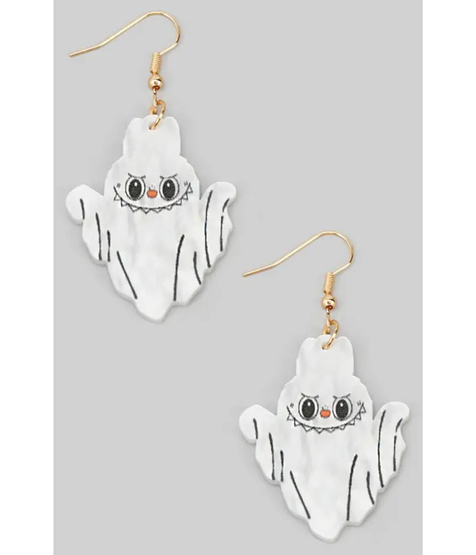 Marbled Acrylic Labubu Ghost Drop Earrings made by Unique Vintage