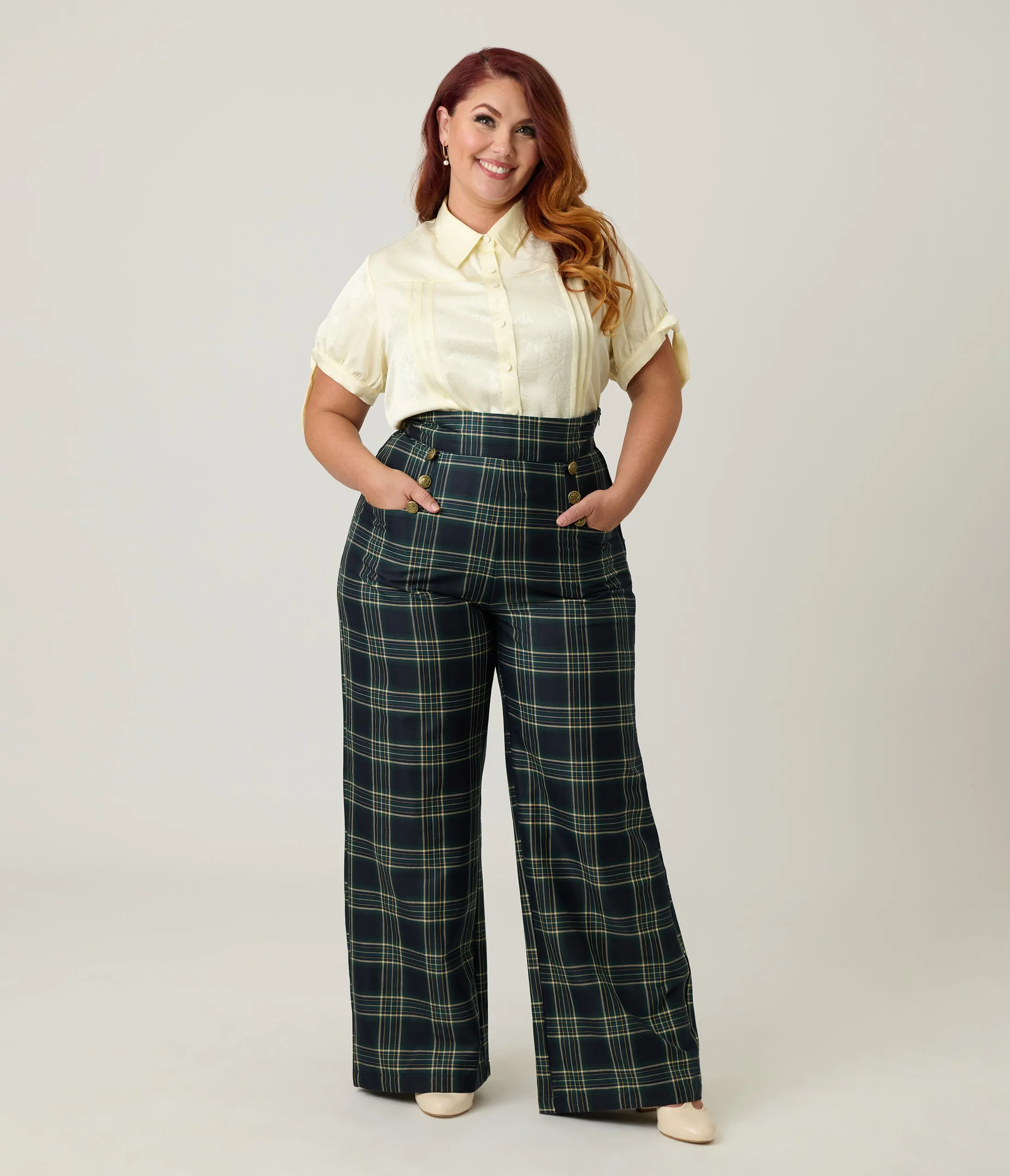 Unique Vintage Plus Size Ivory Jacquard Colvin Blouse sold by Unique Vintage product image thumbnail 4