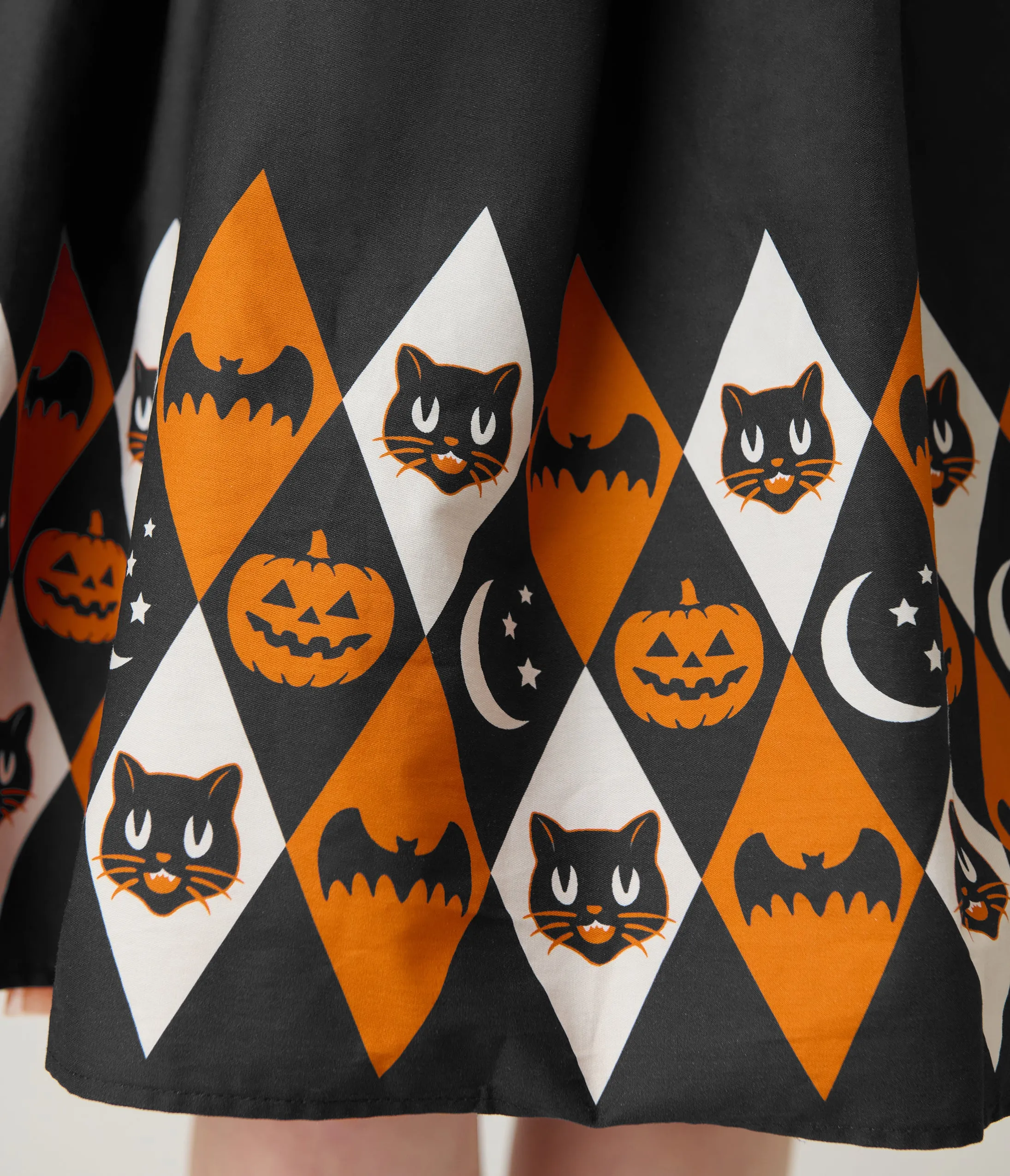 Unique Vintage Halloween Diamond Border Print Cotton Rachel Swing Dress sold by Unique Vintage product image thumbnail 4