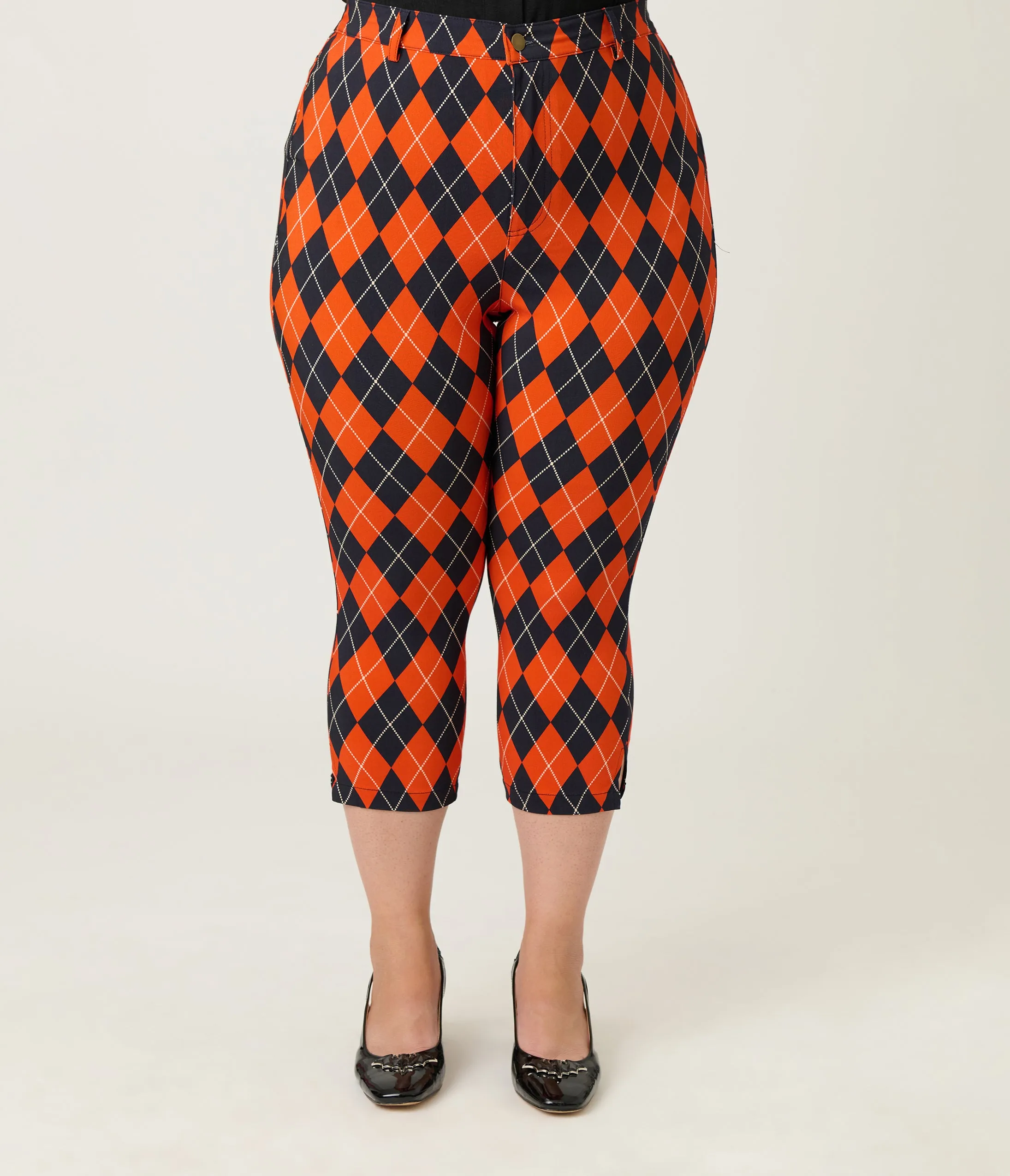Unique Vintage Plus Size Orange Argyle Rachelle Capri Pants sold by Unique Vintage product image thumbnail 2