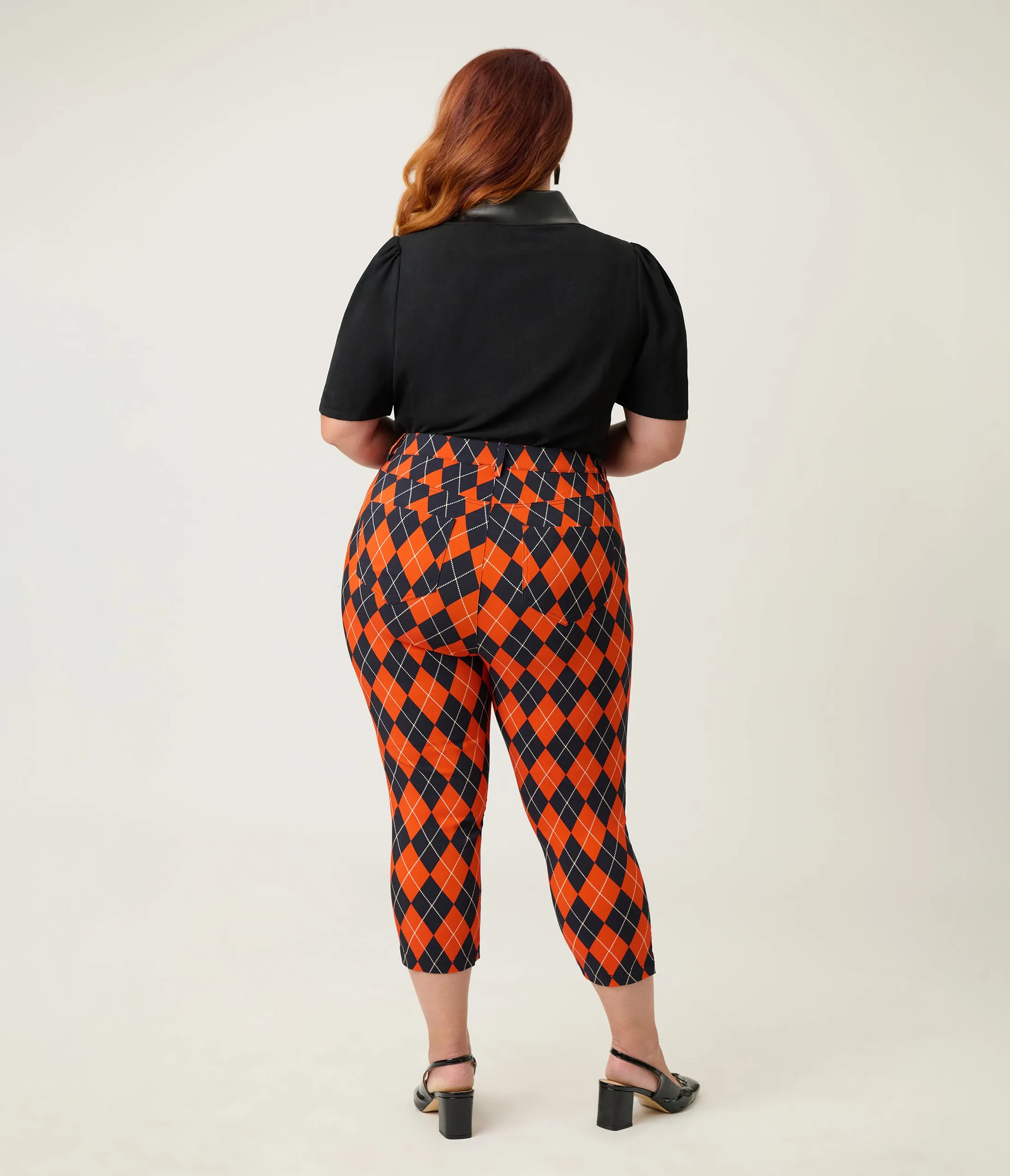 Unique Vintage Plus Size Orange Argyle Rachelle Capri Pants sold by Unique Vintage product image thumbnail 3