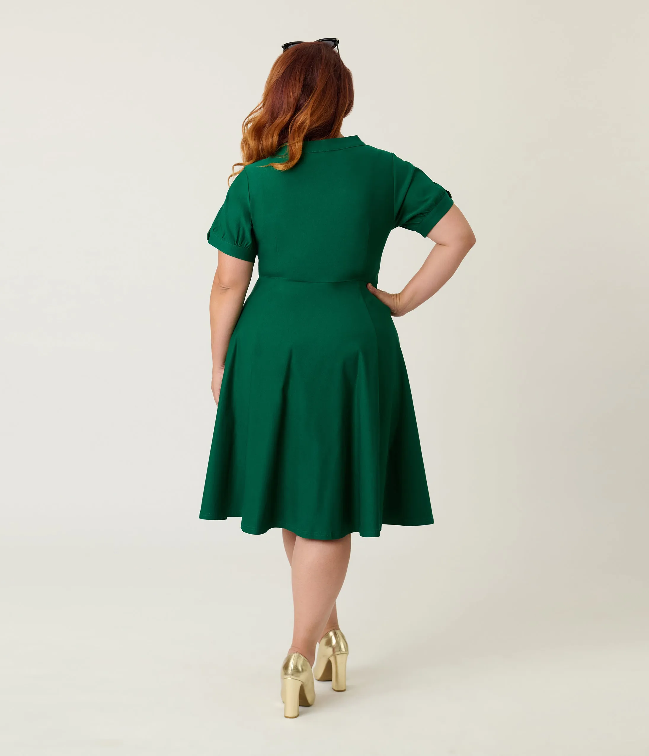Unique Vintage Plus Size Green Button Swing Dress sold by Unique Vintage product image thumbnail 2