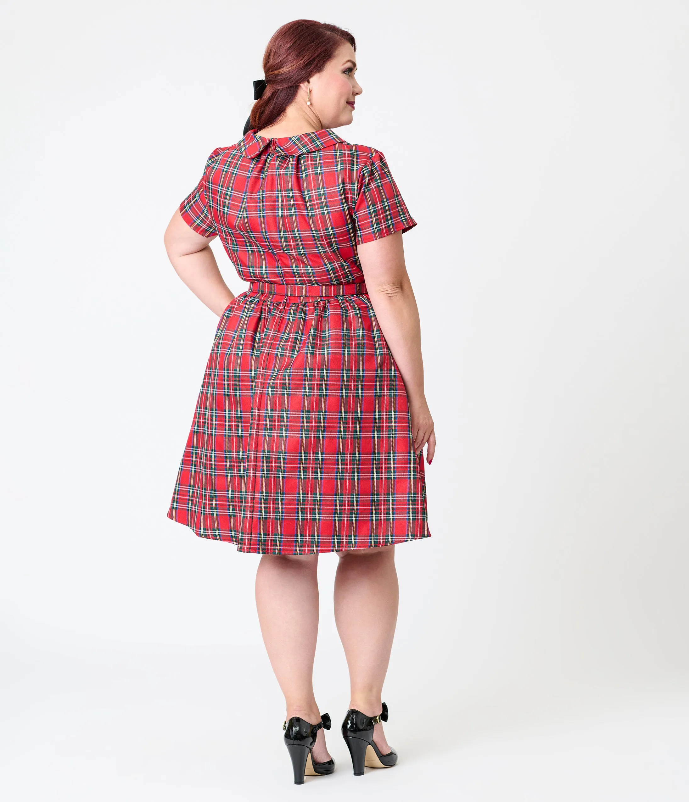 Smak Parlour Plus Size Red Plaid Flare Dress sold by Unique Vintage product image thumbnail 2
