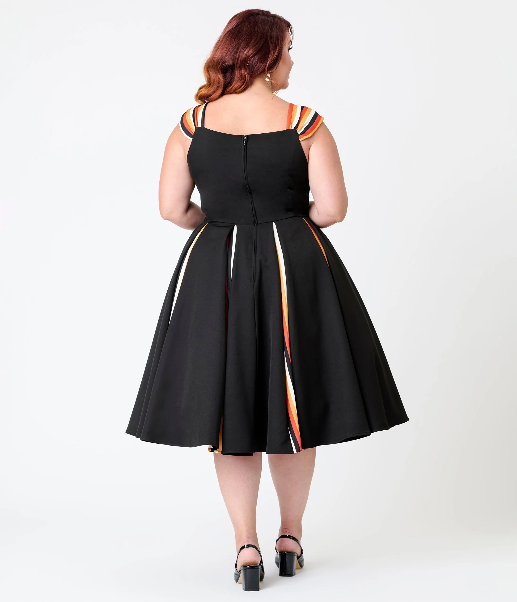Unique Vintage Plus Size Black Halloween Stripe Swing Dress sold by Unique Vintage product image thumbnail 2