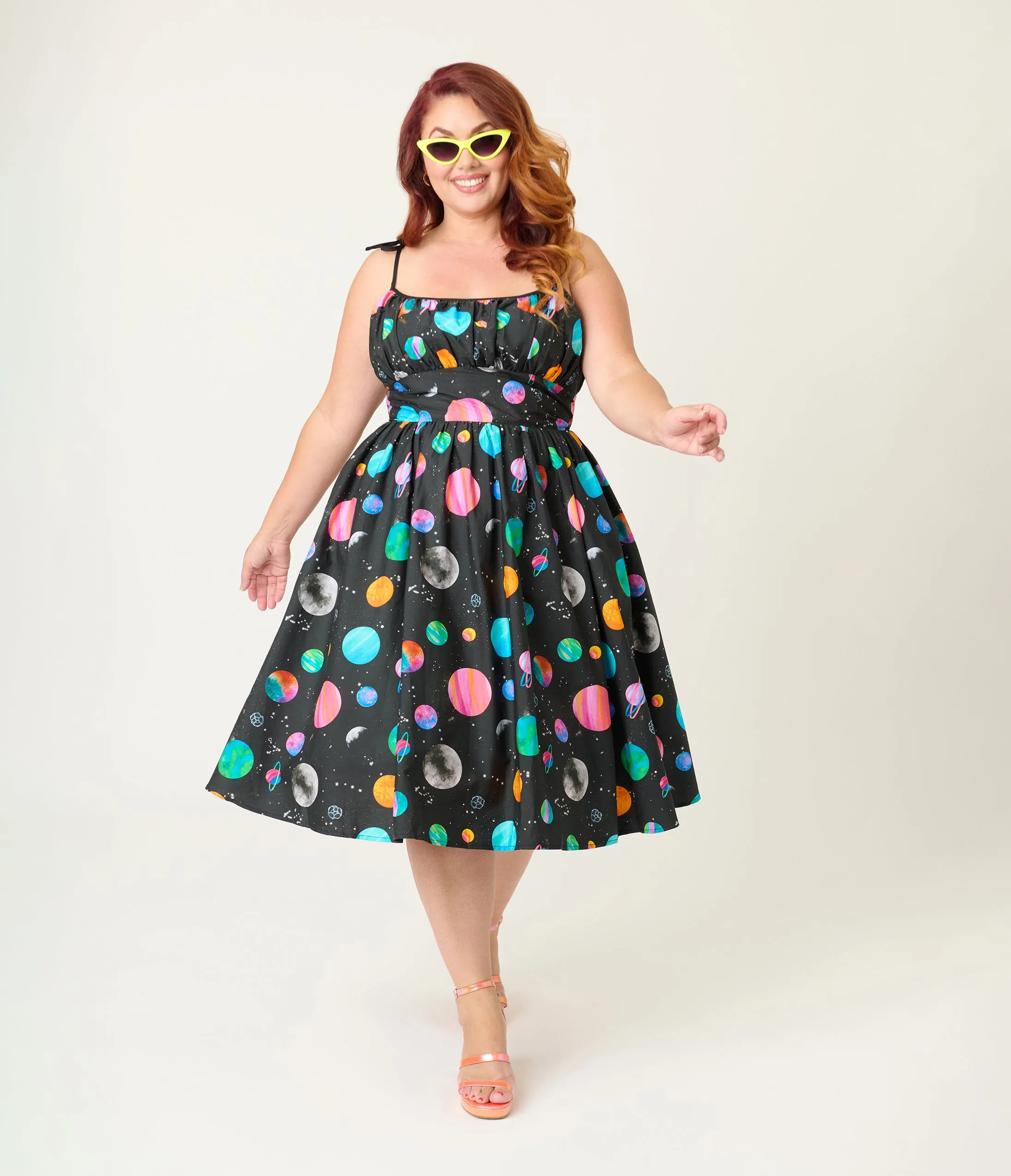 Unique Vintage Plus Size Planets Print Sleeveless Cotton Swing Dress sold by Unique Vintage product image thumbnail 4