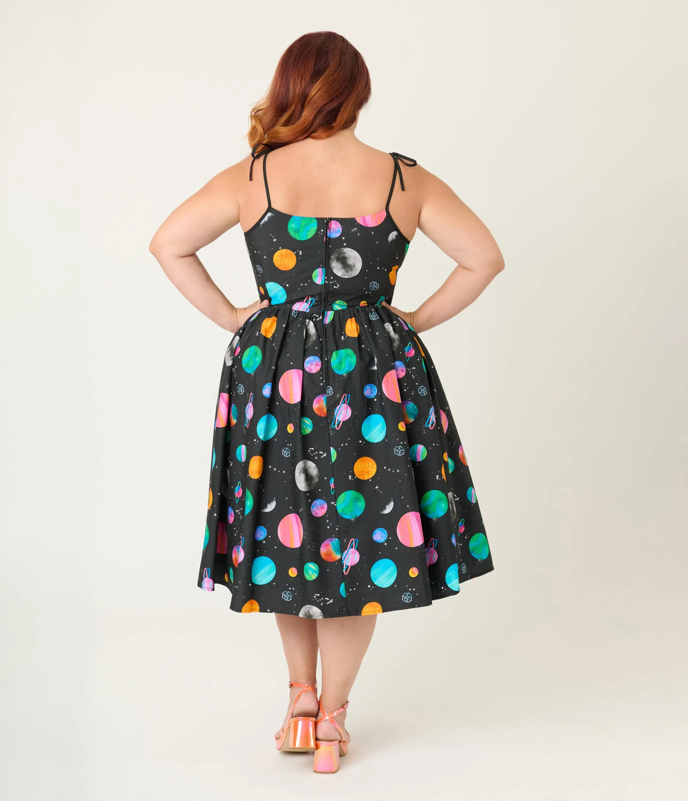Unique Vintage Plus Size Planets Print Sleeveless Cotton Swing Dress sold by Unique Vintage product image thumbnail 2