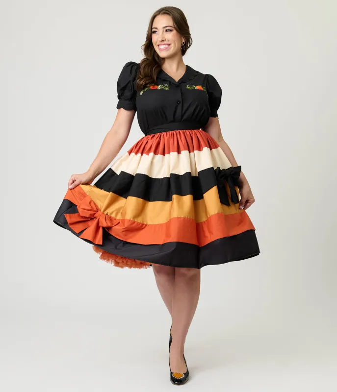 Unique Vintage Candy Corn Stripe Gellar Swing Skirt sold by Unique Vintage