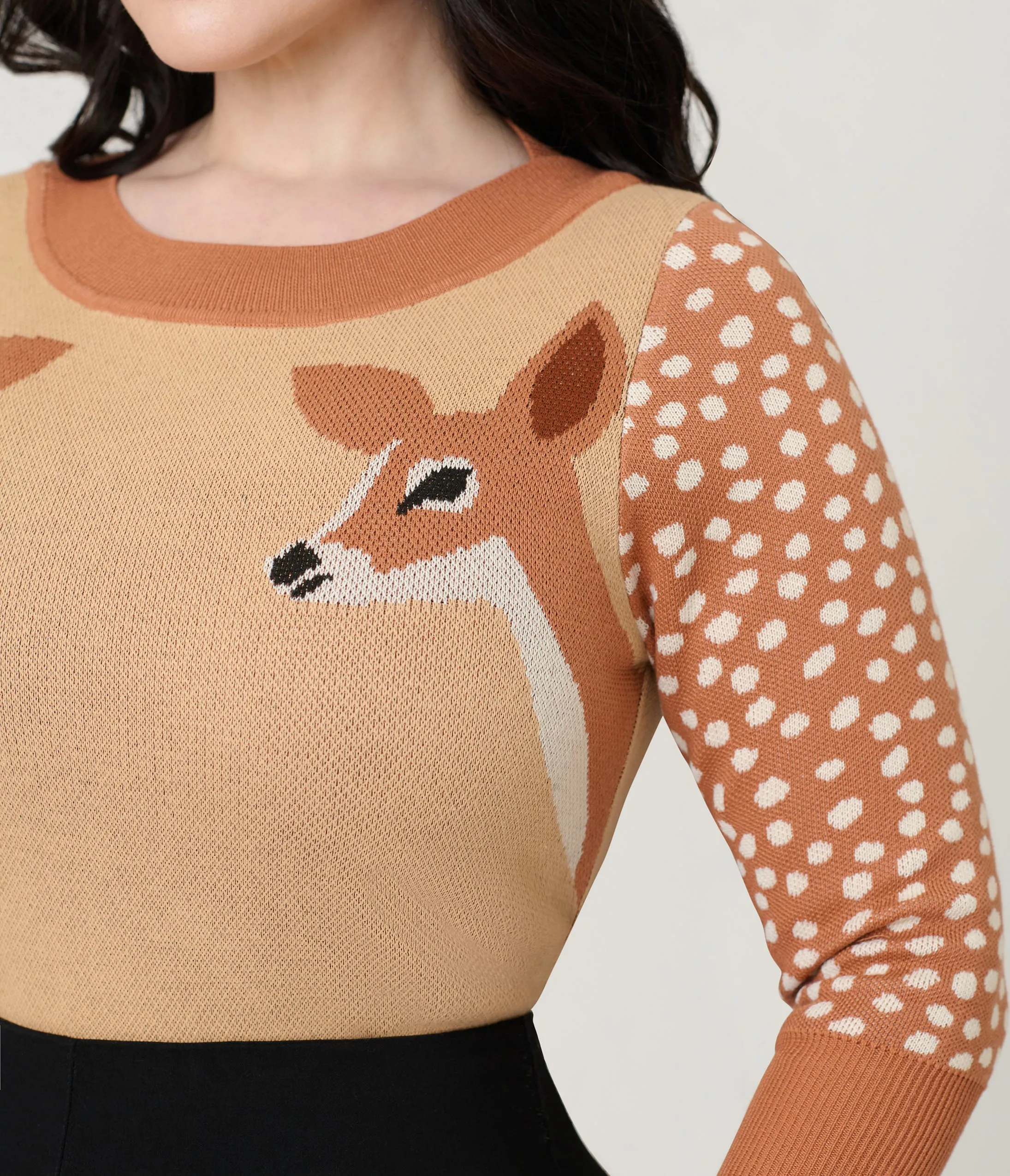 Unique Vintage Brown & Deer Sleeve Minou Sweater sold by Unique Vintage product image thumbnail 4