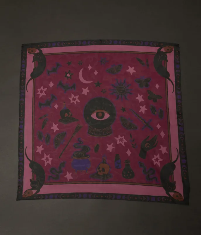 Unique Vintage Purple & Black Mystical Icons Hair Scarf sold by Unique Vintage