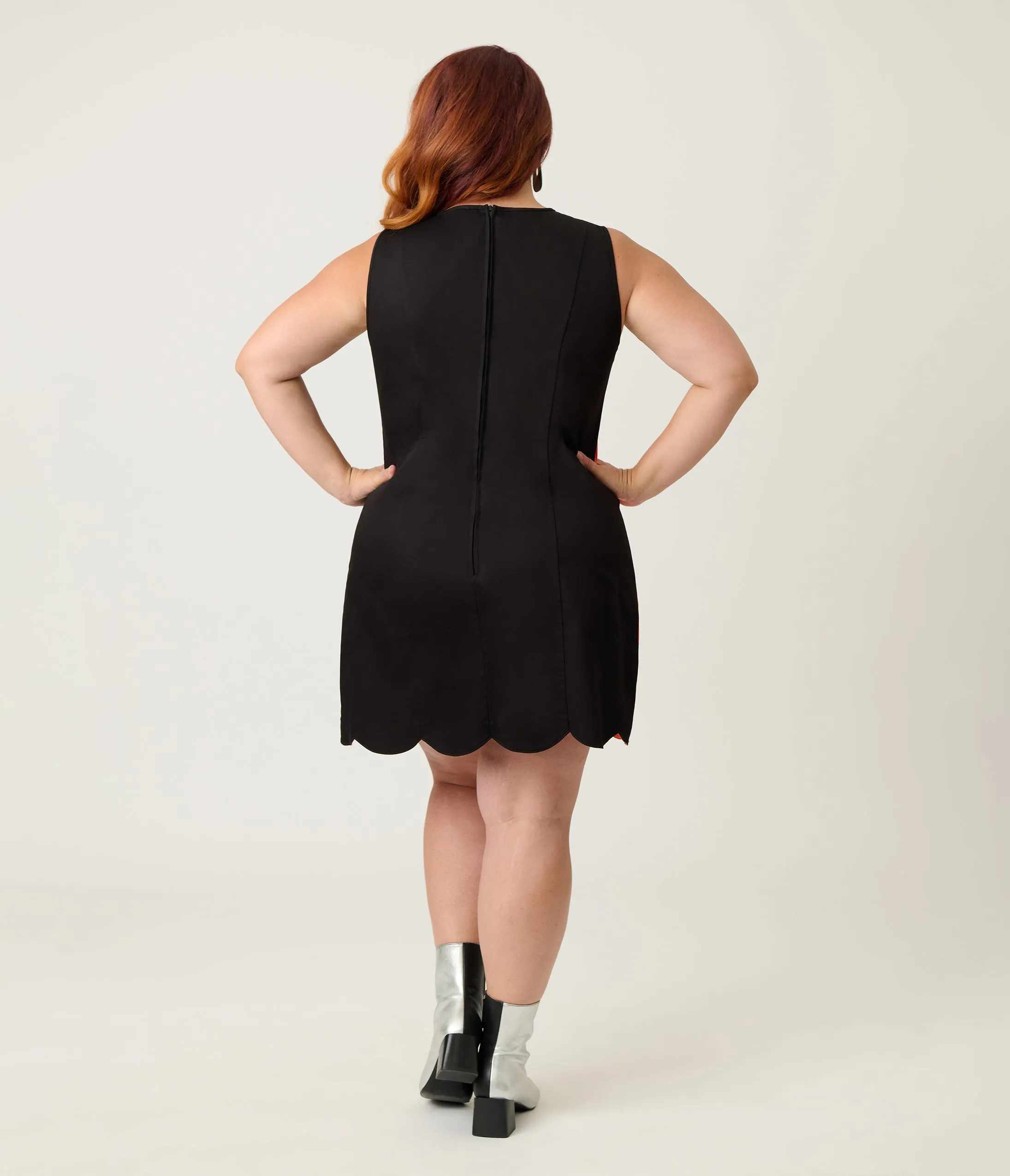 Smak Parlour Plus Size Orange & Black Stripe Scallop Mini Dress sold by Unique Vintage product image thumbnail 2