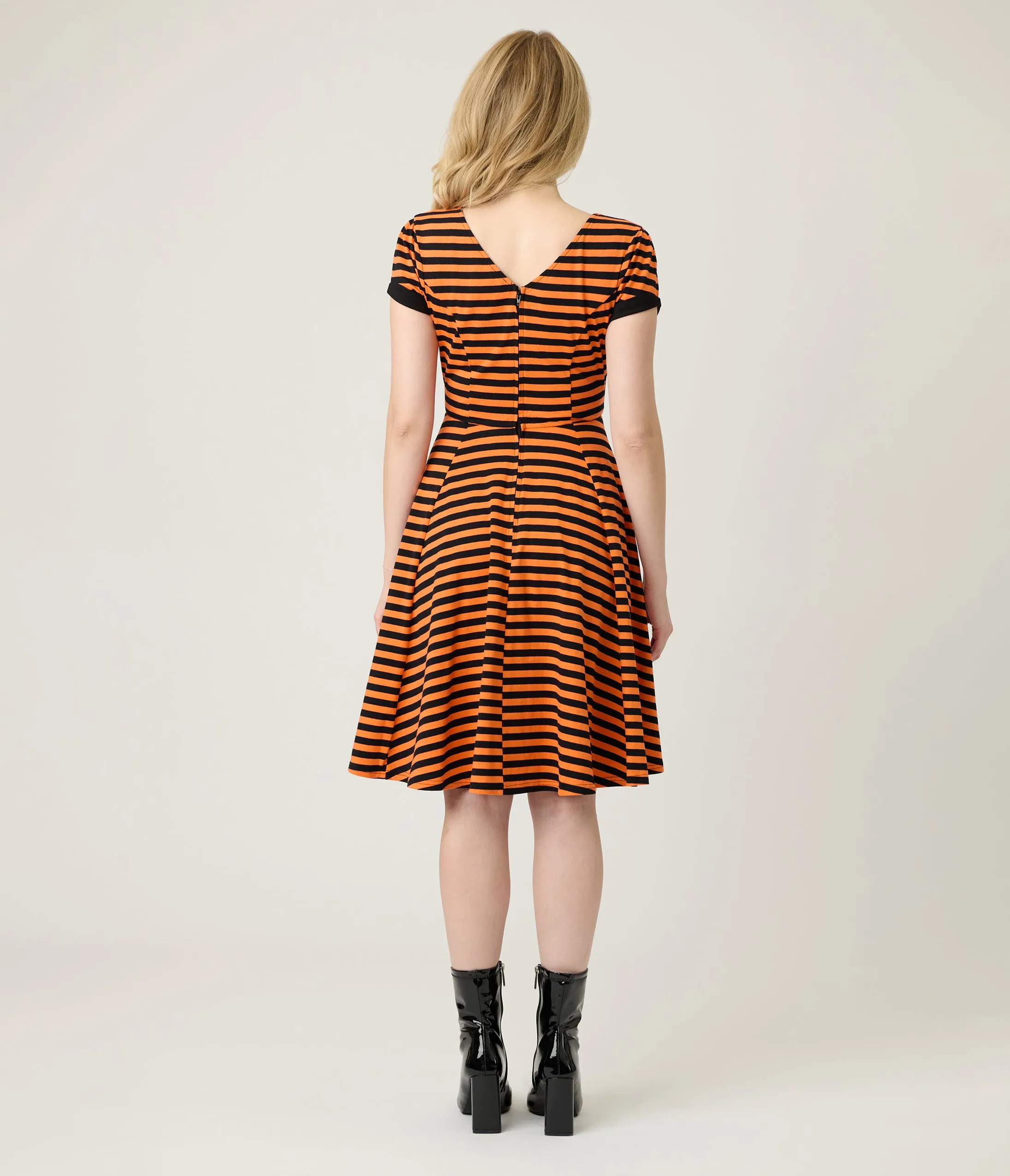 Unique Vintage Orange & Black Stripe Natalie Swing Dress sold by Unique Vintage product image thumbnail 2
