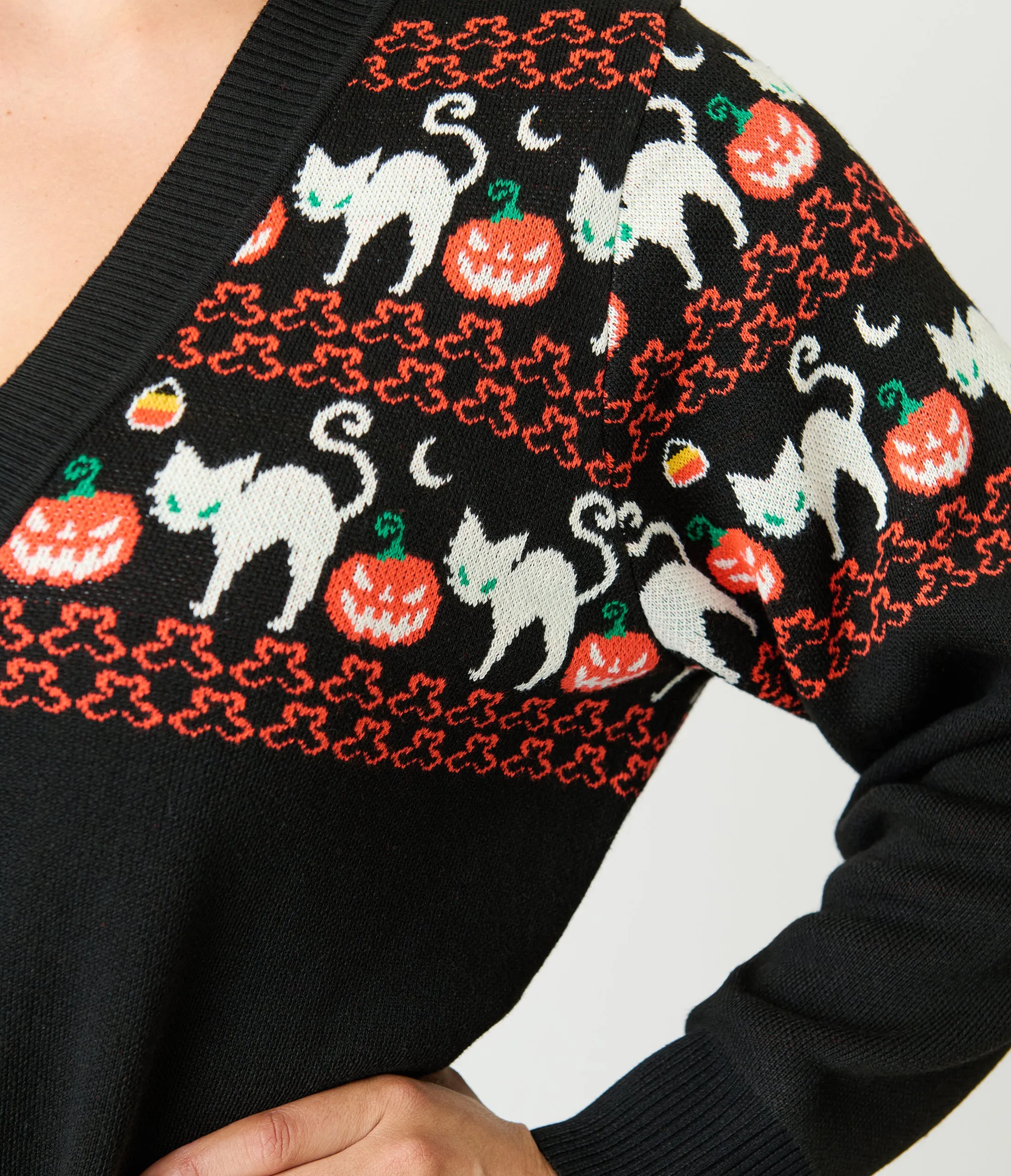 Unique Vintage Jack-O-Lantern Cat Fair Isle Button Cardigan sold by Unique Vintage product image thumbnail 4