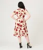 Unique Vintage White & Red Rose Dahlia Swing Dress sold by Unique Vintage
