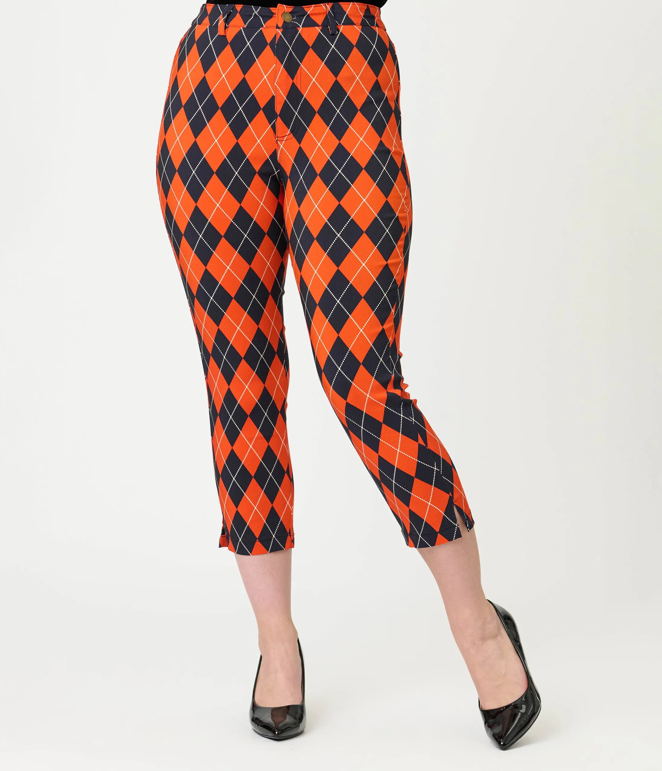 Unique Vintage Orange Argyle Rachelle Capri Pants sold by Unique Vintage product image thumbnail 2