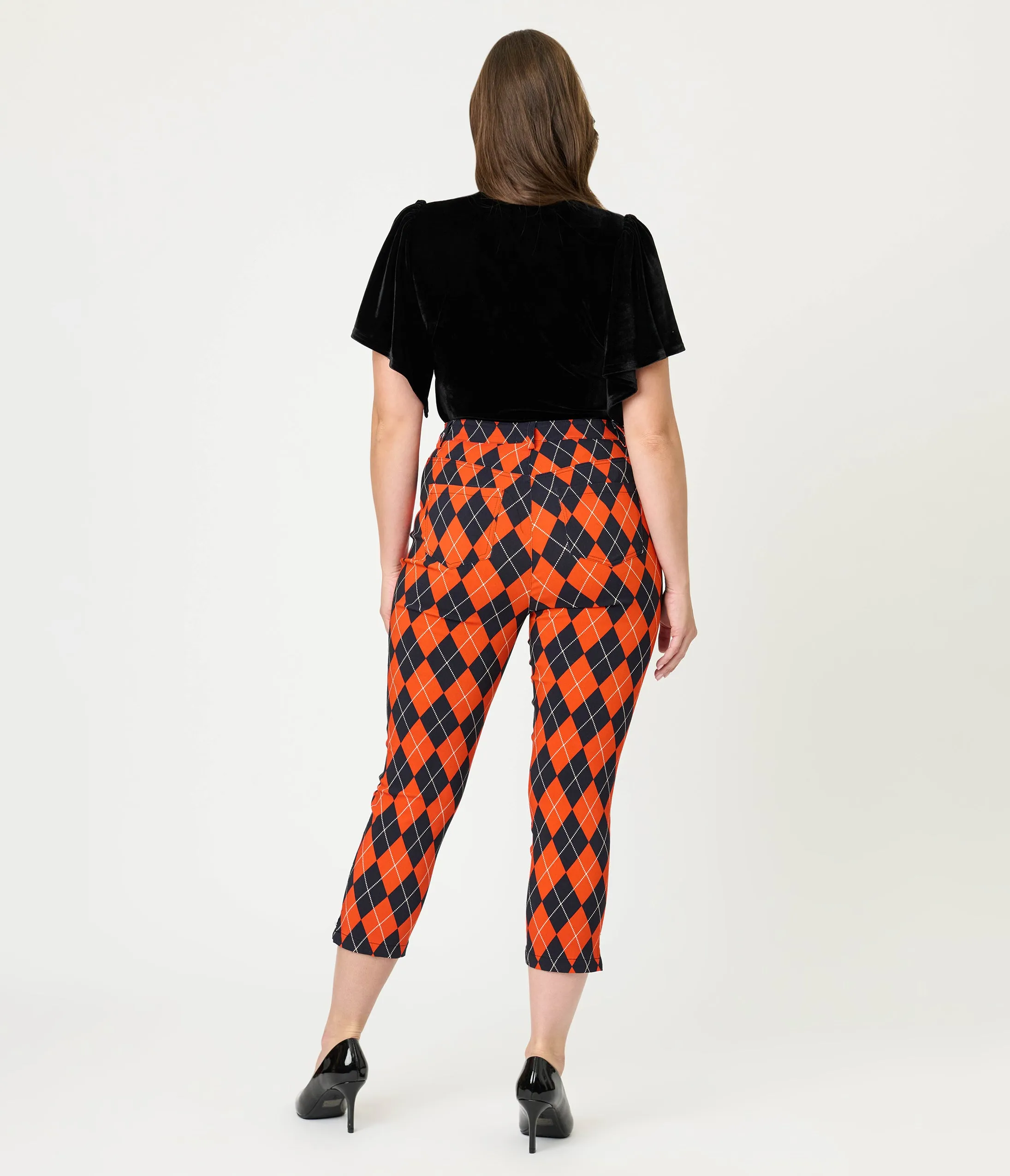 Unique Vintage Orange Argyle Rachelle Capri Pants sold by Unique Vintage product image thumbnail 3