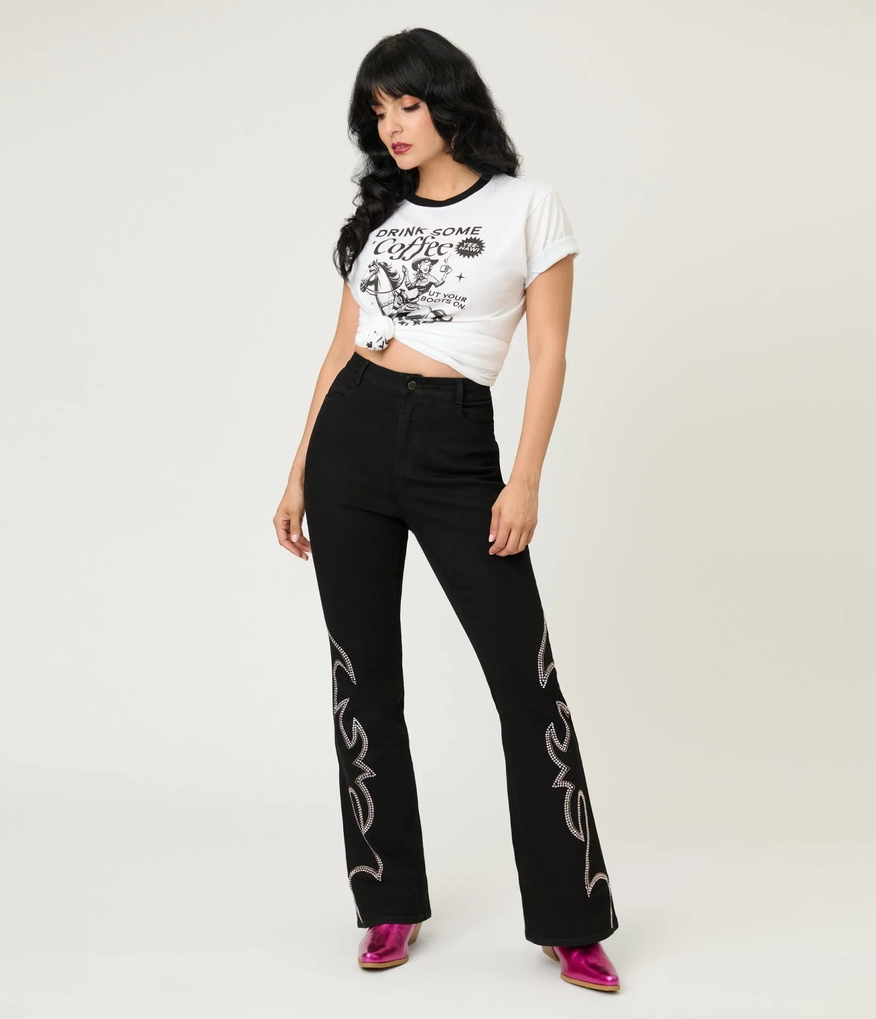 Embellished Black Denim Pants sold by Unique Vintage product image thumbnail 4