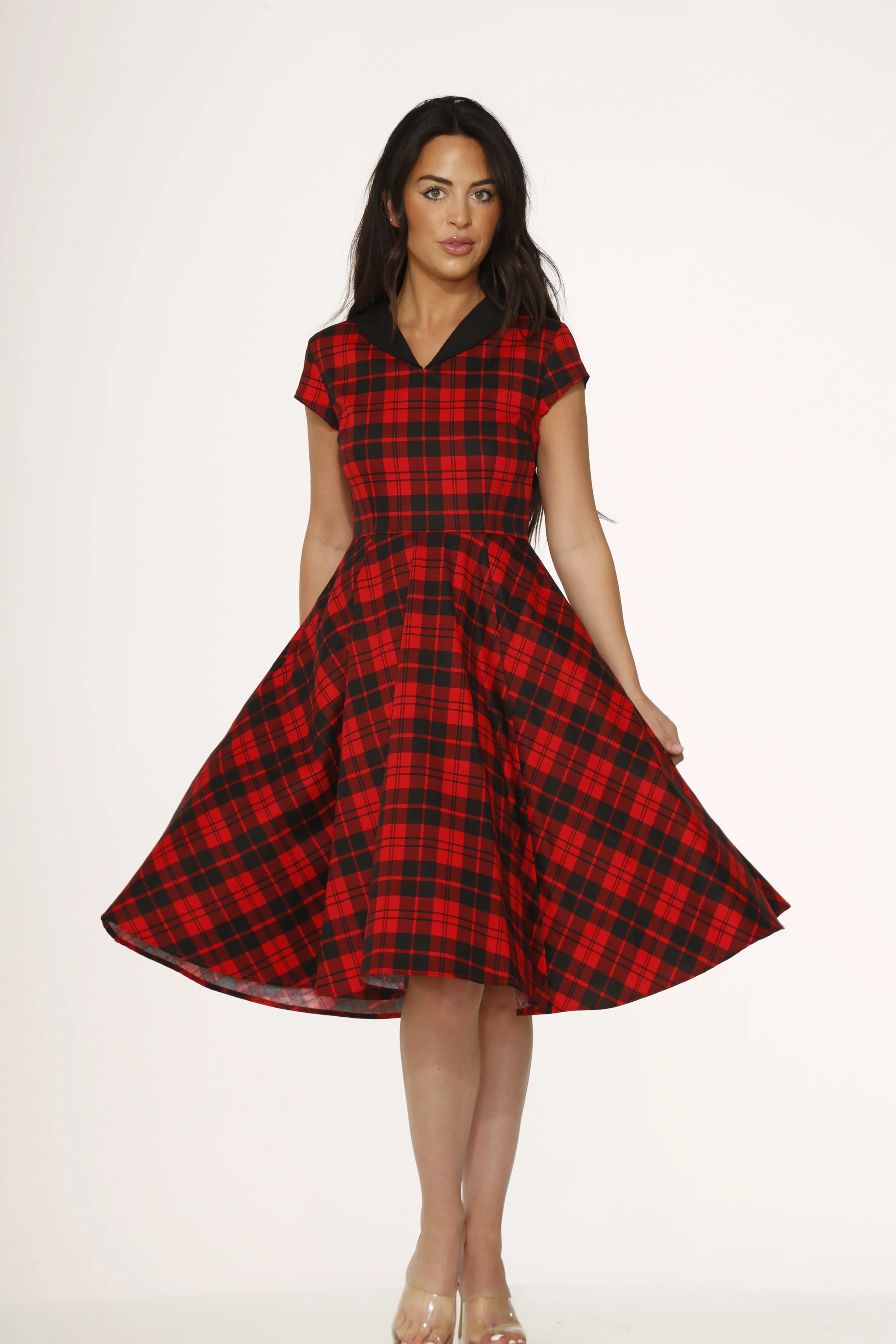 Red Plaid Swing Dress sold by Unique Vintage product image thumbnail 5