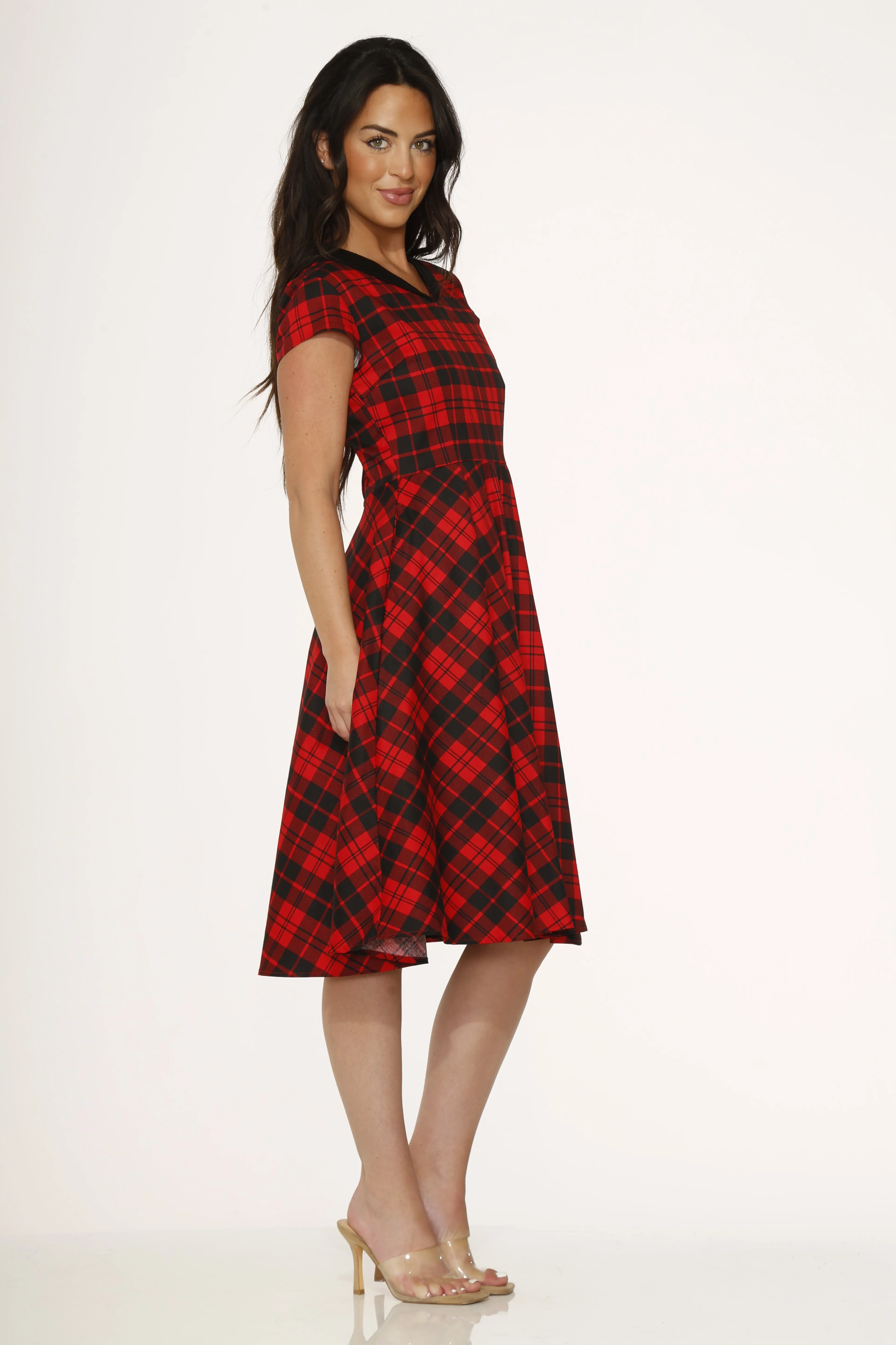 Red Plaid Swing Dress sold by Unique Vintage product image thumbnail 2