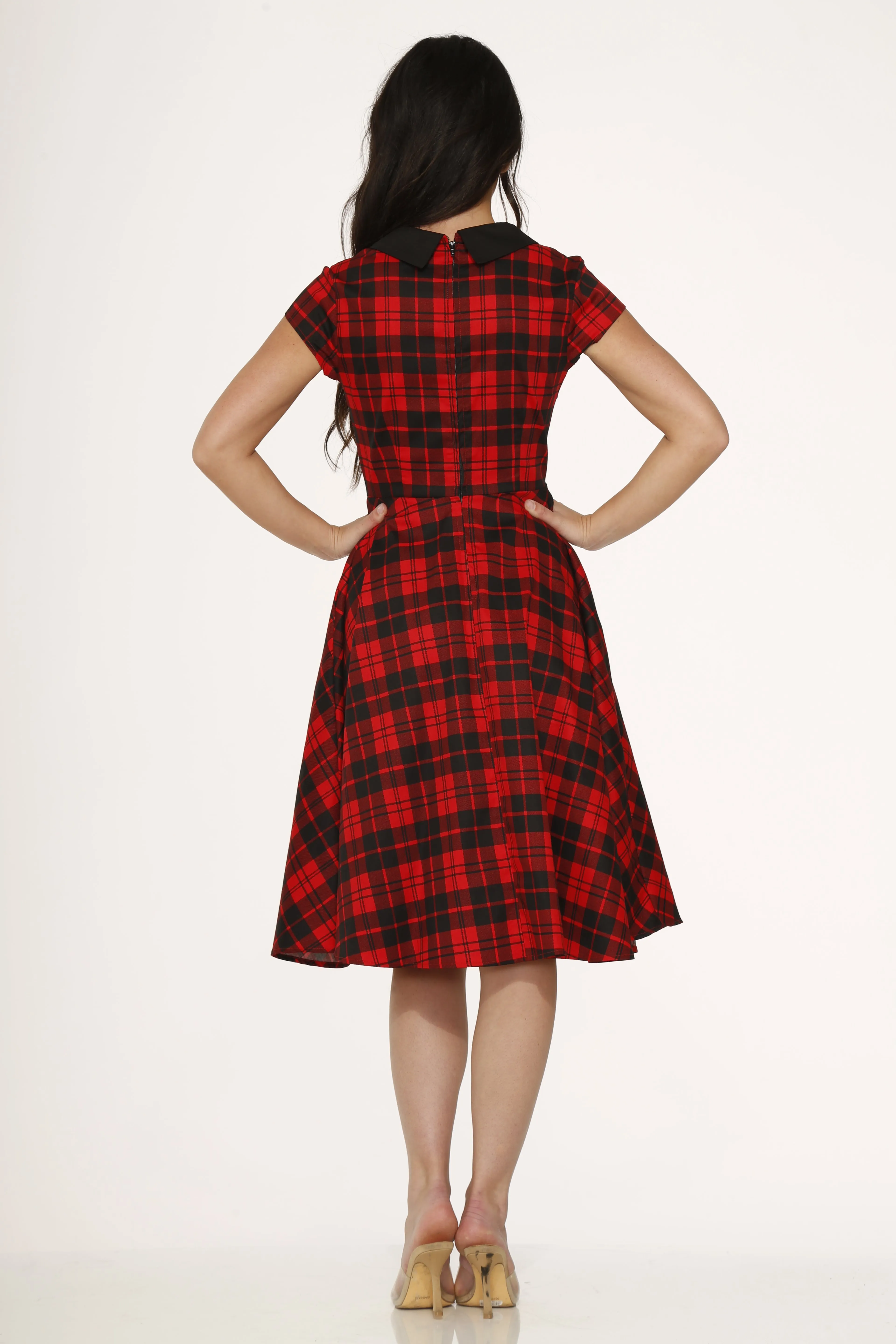 Red Plaid Swing Dress sold by Unique Vintage product image thumbnail 3