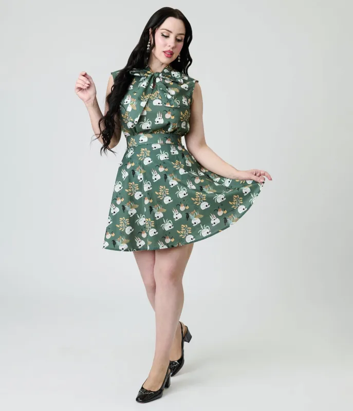 Retrolicious Skulls & Candles Skater Skirt sold by Unique Vintage