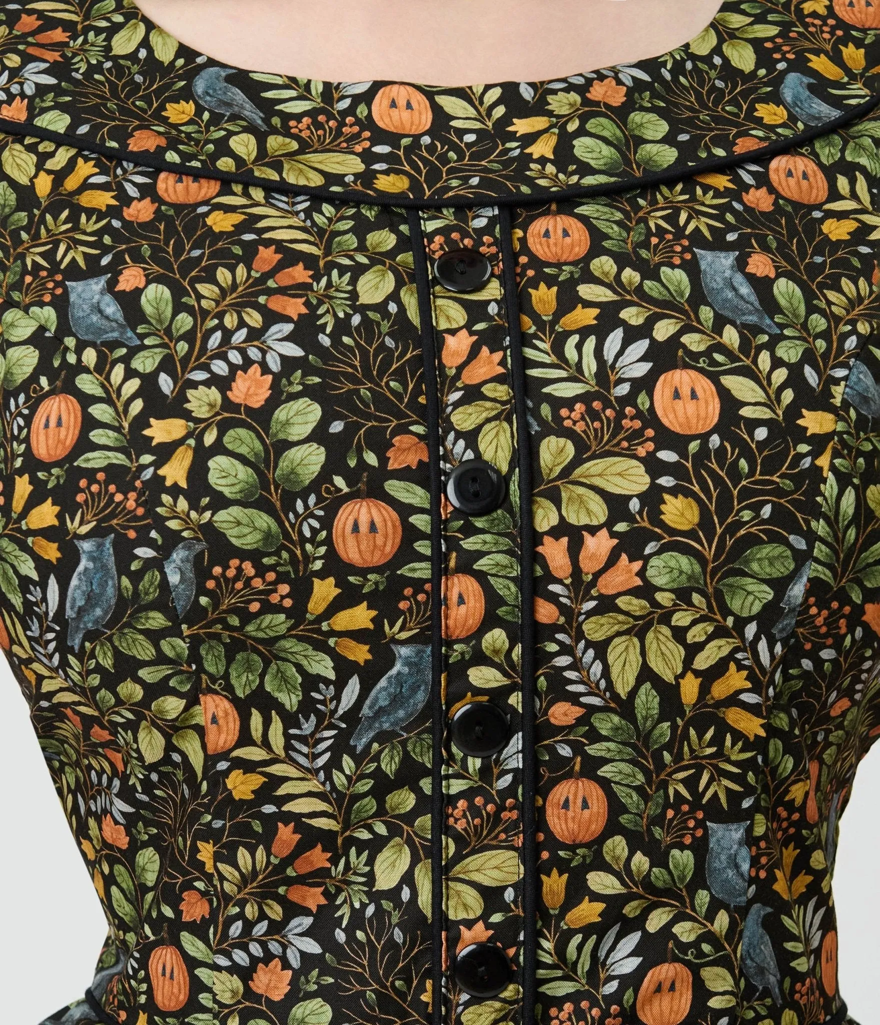 Retrolicious Black Fall Pumpkin Elizabeth Cotton Swing Dress sold by Unique Vintage product image thumbnail 5