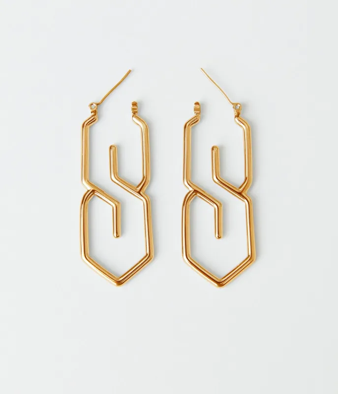 Gold Graffiti S Earrings made by Unique Vintage
