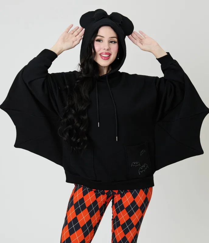 Cakeworthy Black Bat Minnie Ear Unisex Hoodie sold by Unique Vintage