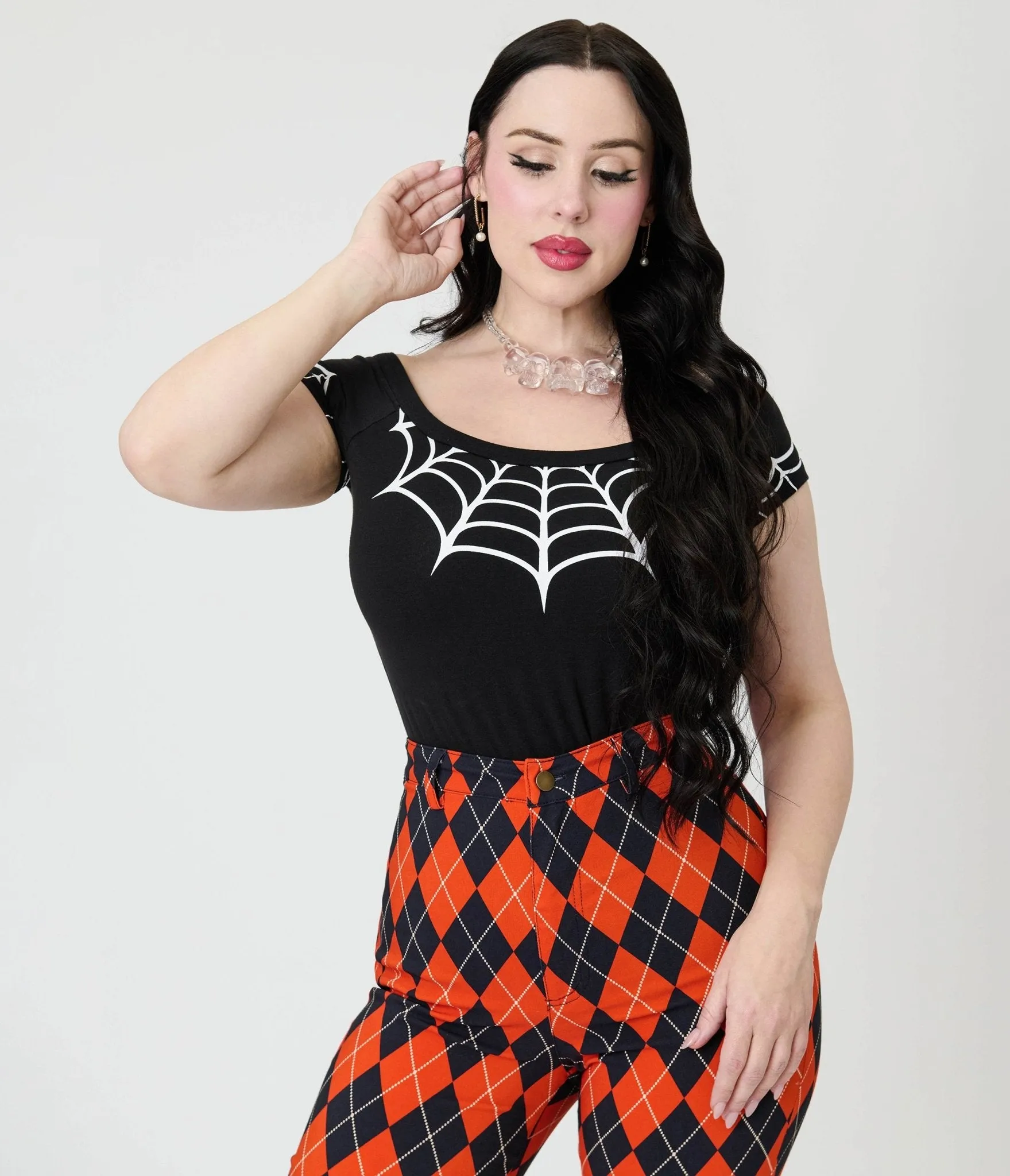 Black Spiderweb Off The Shoulder Top sold by Unique Vintage product image thumbnail 4